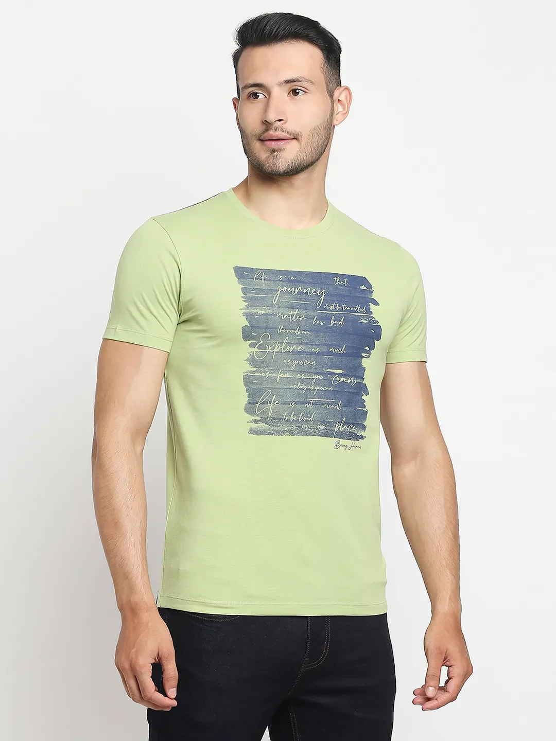 Green Regular Fit Men's Short Sleeves T-Shirt by Being Human Clothing - Image 5