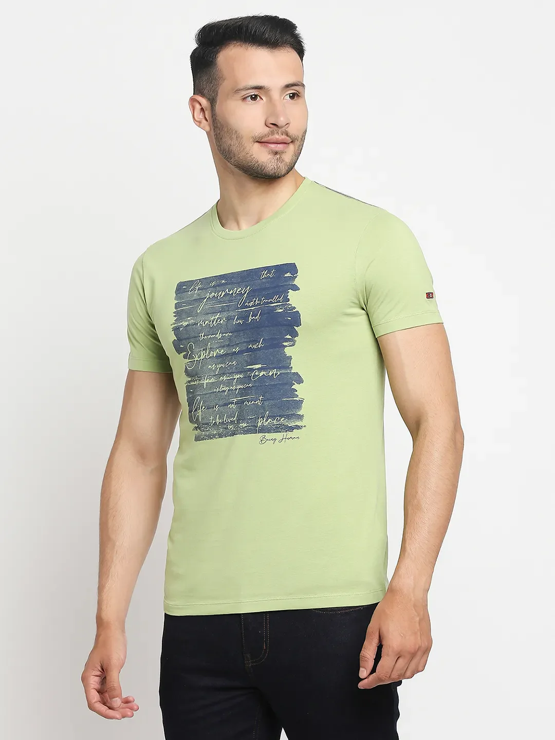 Green Regular Fit Men's Short Sleeves T-Shirt by Being Human Clothing - Image 6