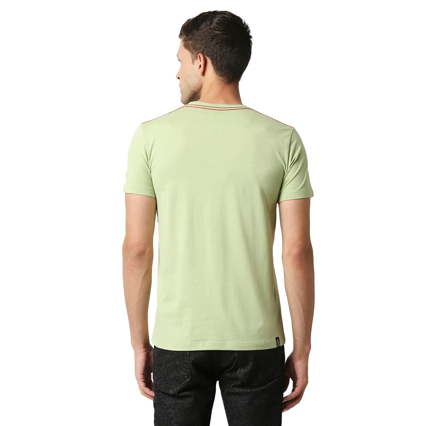 Light Olive Regular Fit Round Neck Men's T-Shirt by Being Human Clothing - Image 4
