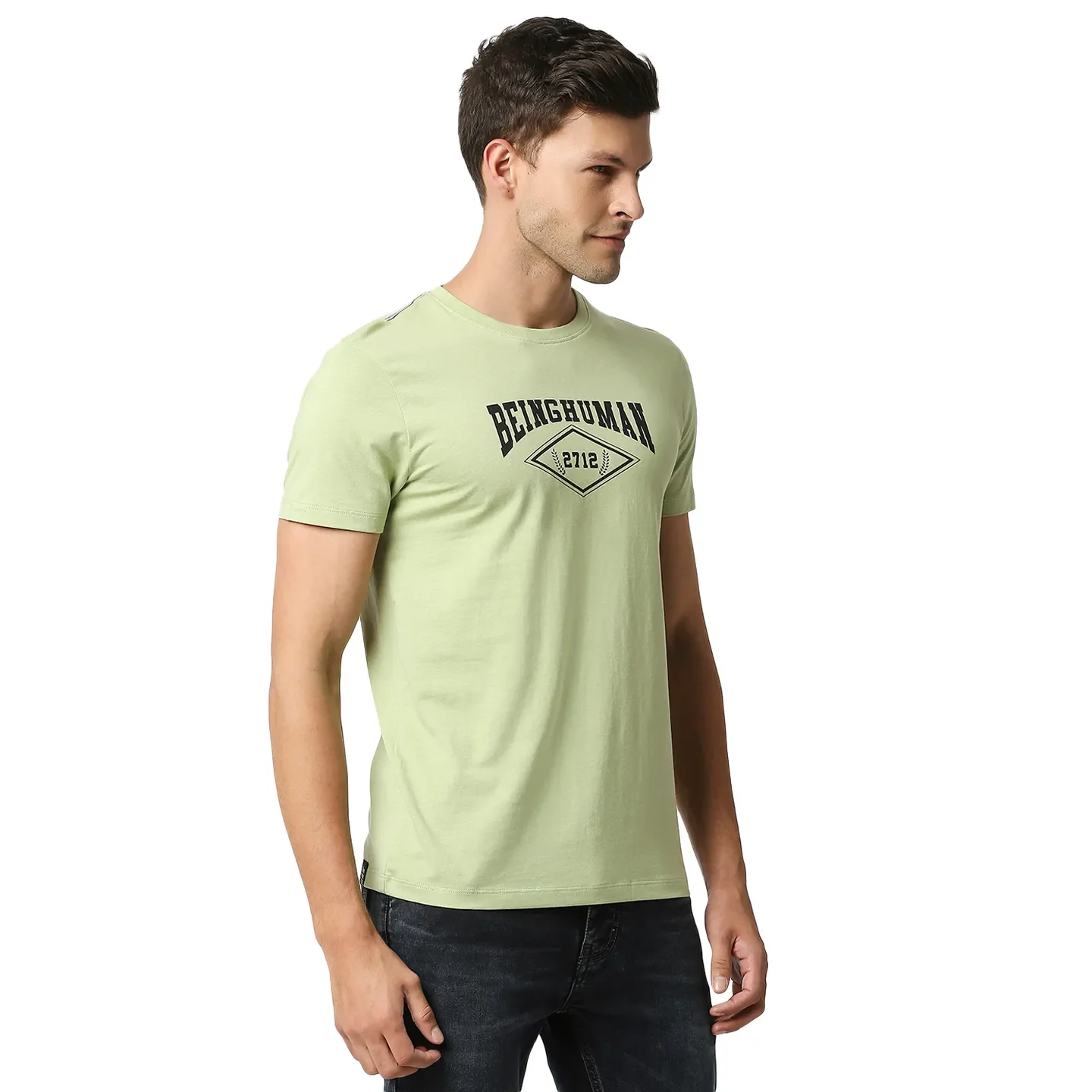 Green Regular Fit Men's Short Sleeves T-Shirt by Being Human Clothing - Image 3