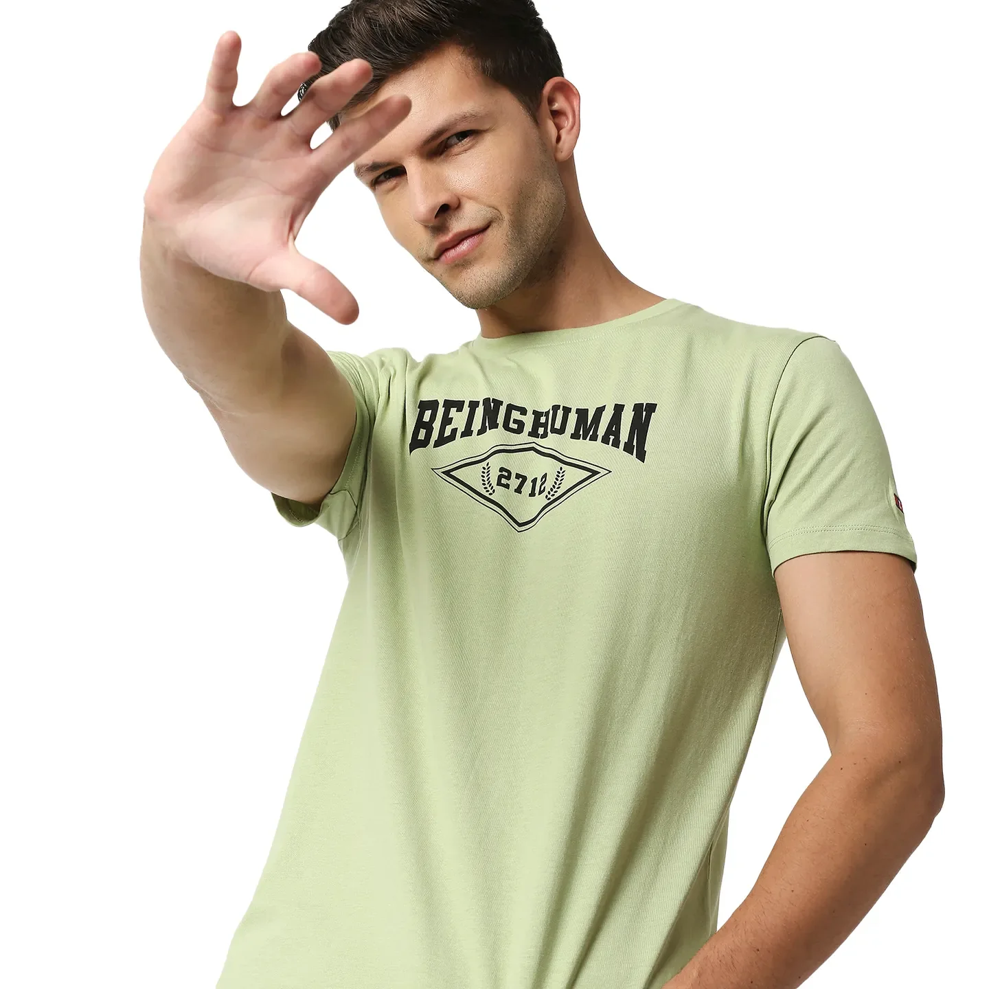 Green Regular Fit Men's Short Sleeves T-Shirt by Being Human Clothing - Image 7