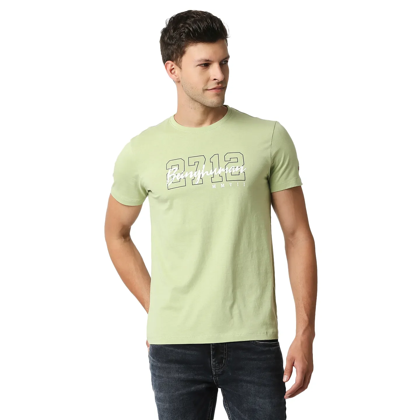Green Regular Fit Men's Short Sleeves T-Shirt by Being Human Clothing