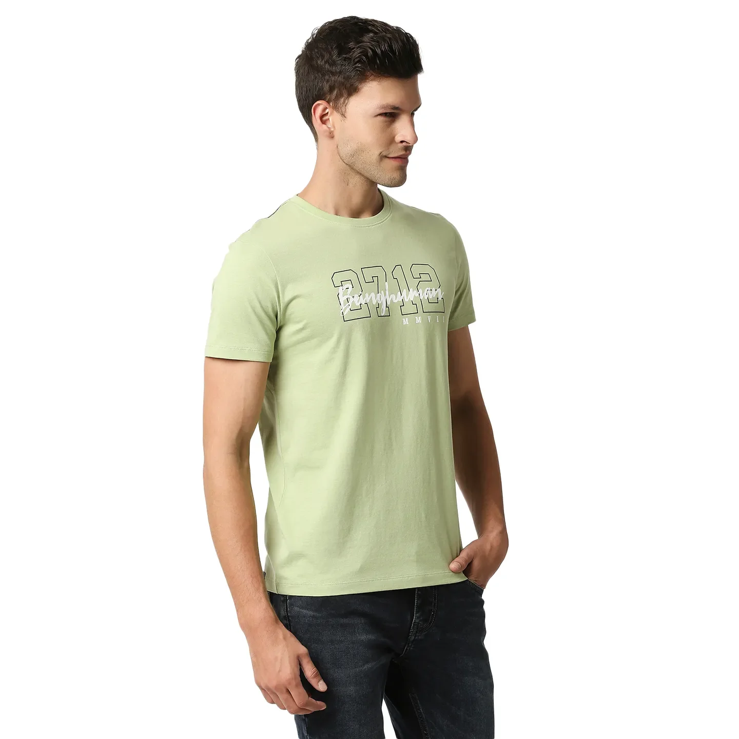 Green Regular Fit Men's Short Sleeves T-Shirt by Being Human Clothing - Image 3