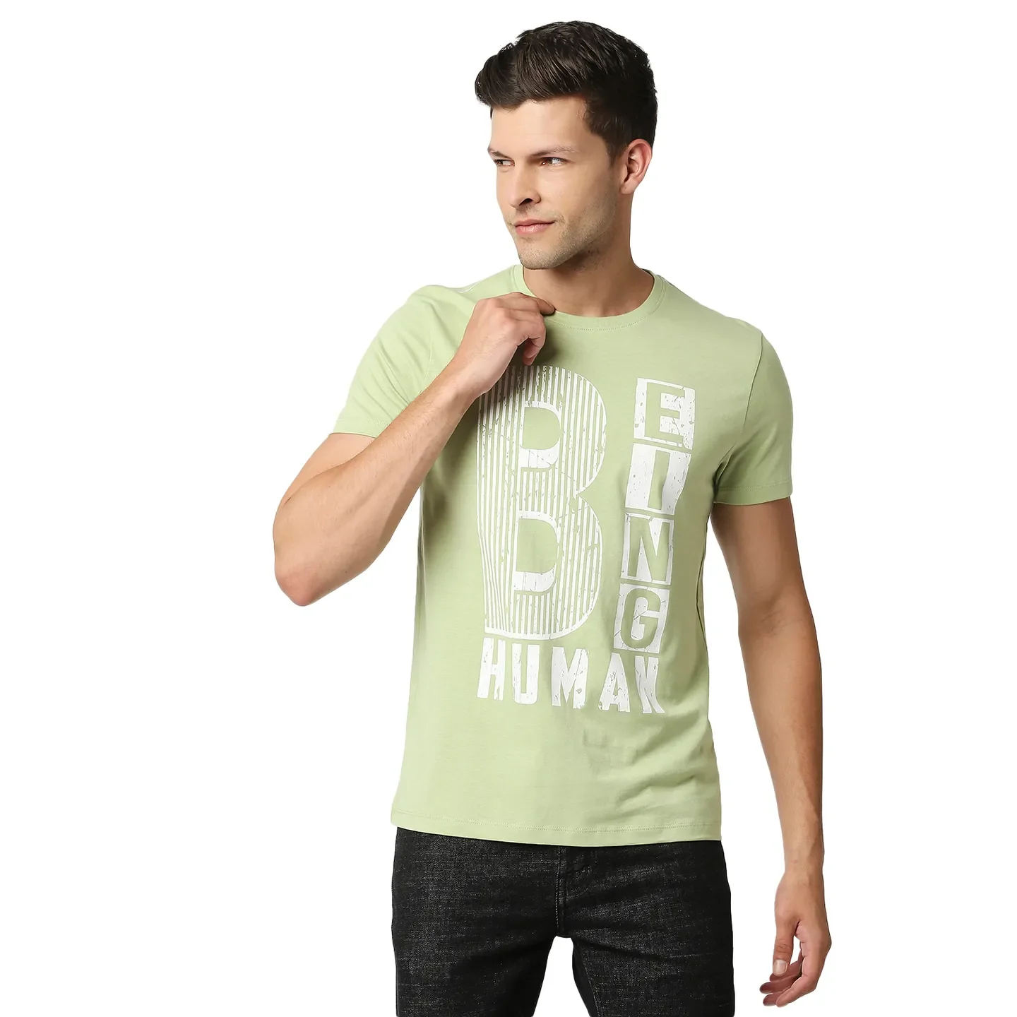 Green Regular Fit Men's Short Sleeves T-Shirt by Being Human Clothing