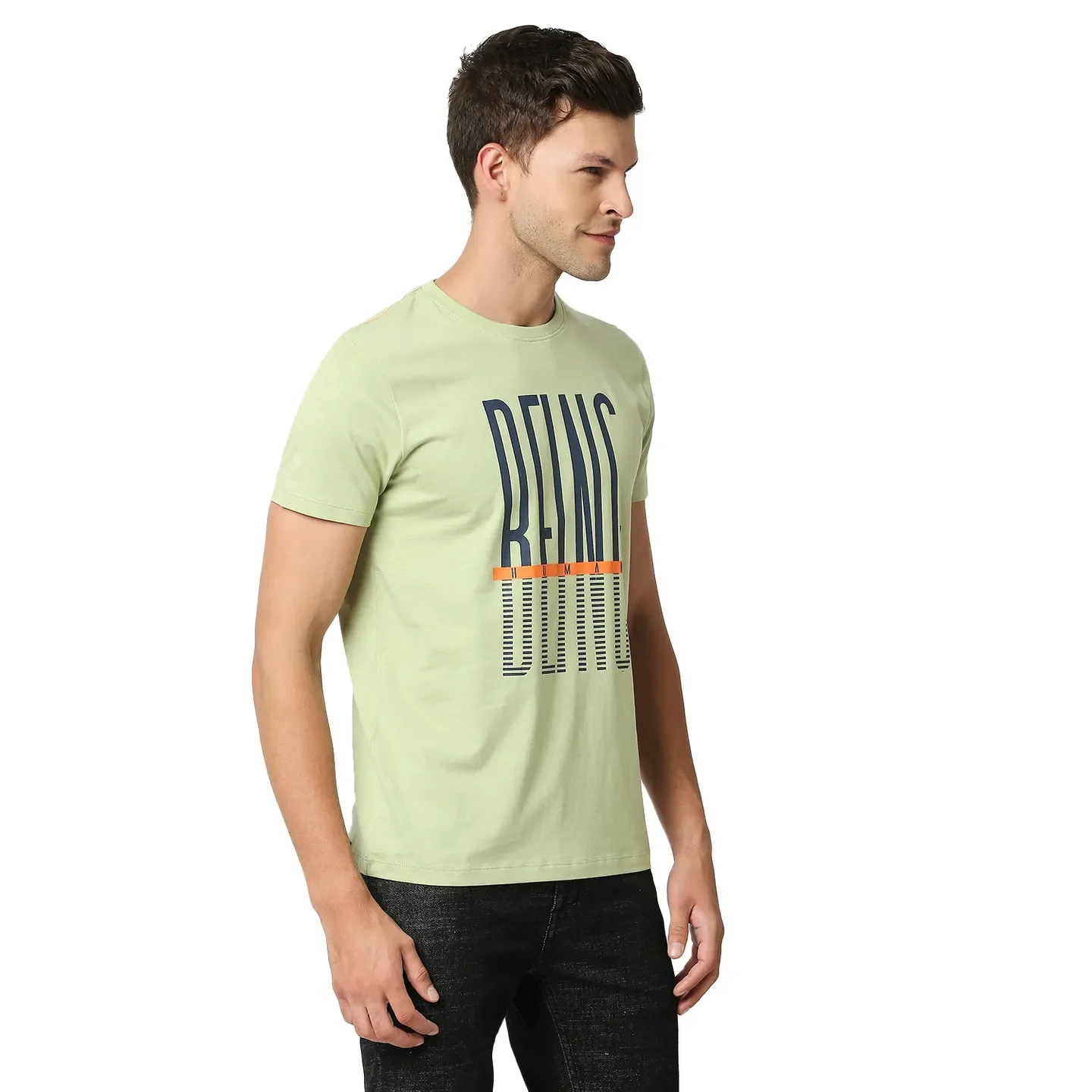 Green Regular Fit Men's Short Sleeves T-Shirt by Being Human Clothing - Image 3