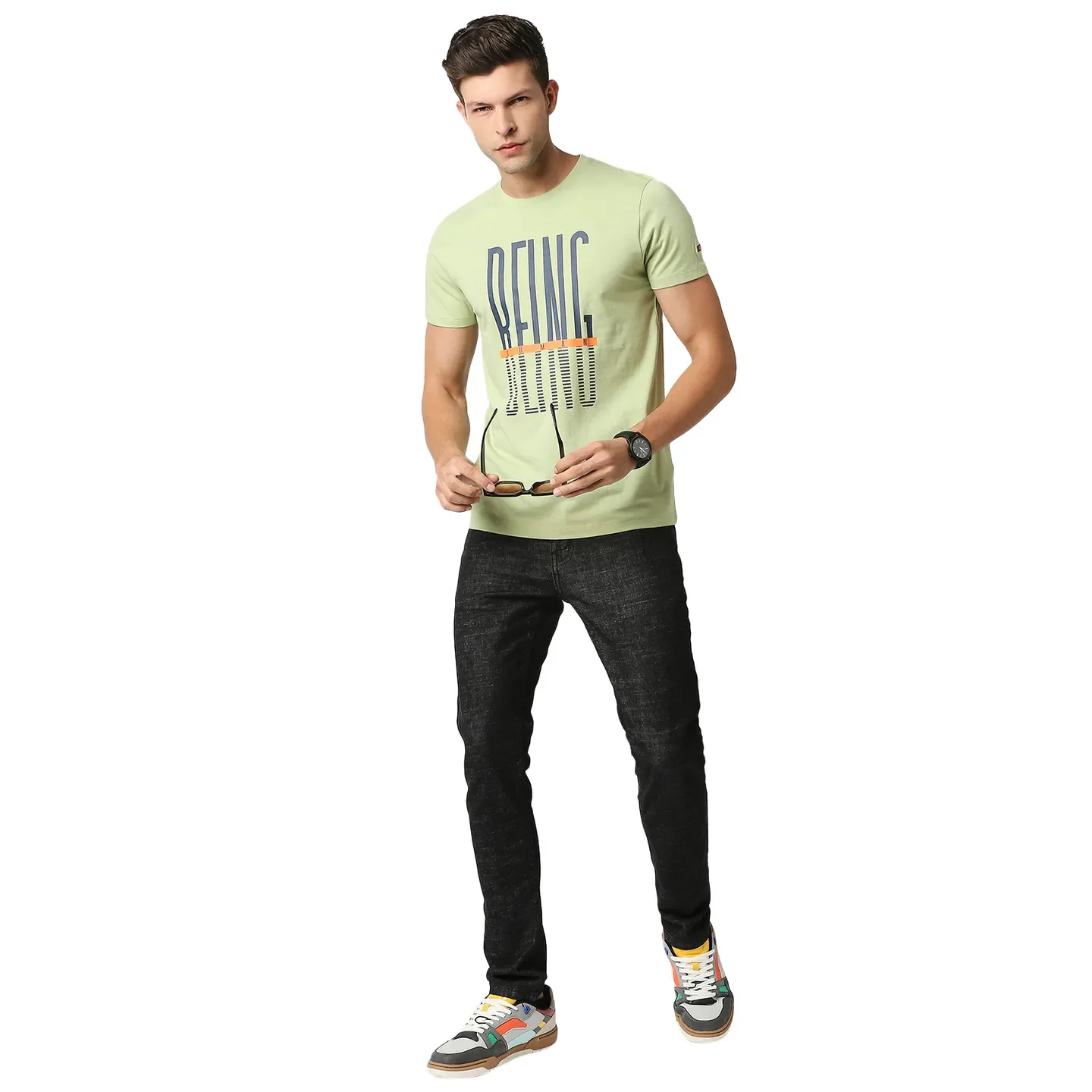 Green Regular Fit Men's Short Sleeves T-Shirt by Being Human Clothing - Image 6