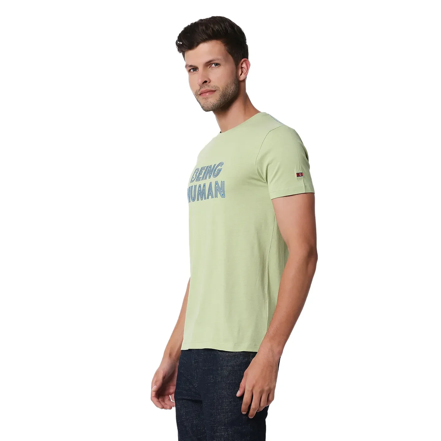 Green Regular Fit Men's Short Sleeves T-Shirt by Being Human Clothing - Image 2