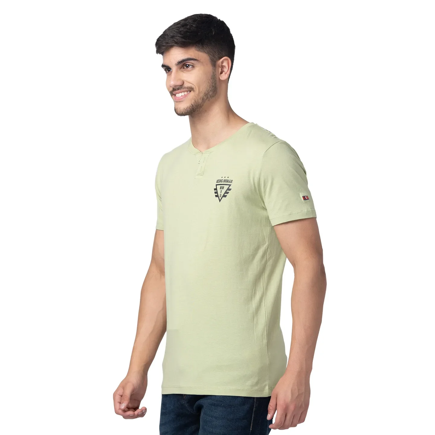 Green Regular Fit Men's Short Sleeves T-Shirt by Being Human Clothing - Image 2