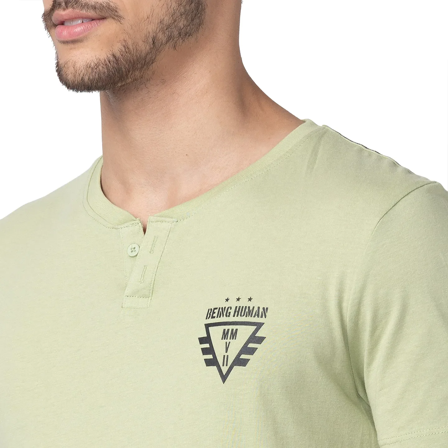 Green Regular Fit Men's Short Sleeves T-Shirt by Being Human Clothing - Image 4