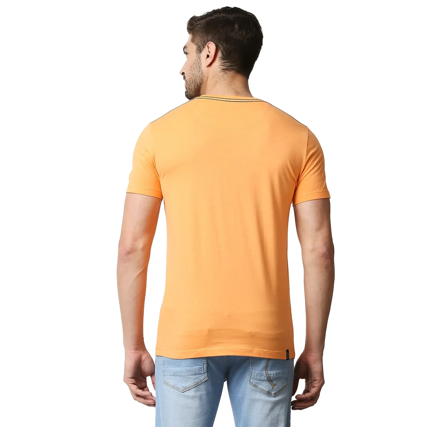 Light Orange Regular Fit Round Neck Men's T-Shirt by Being Human Clothing - Image 4