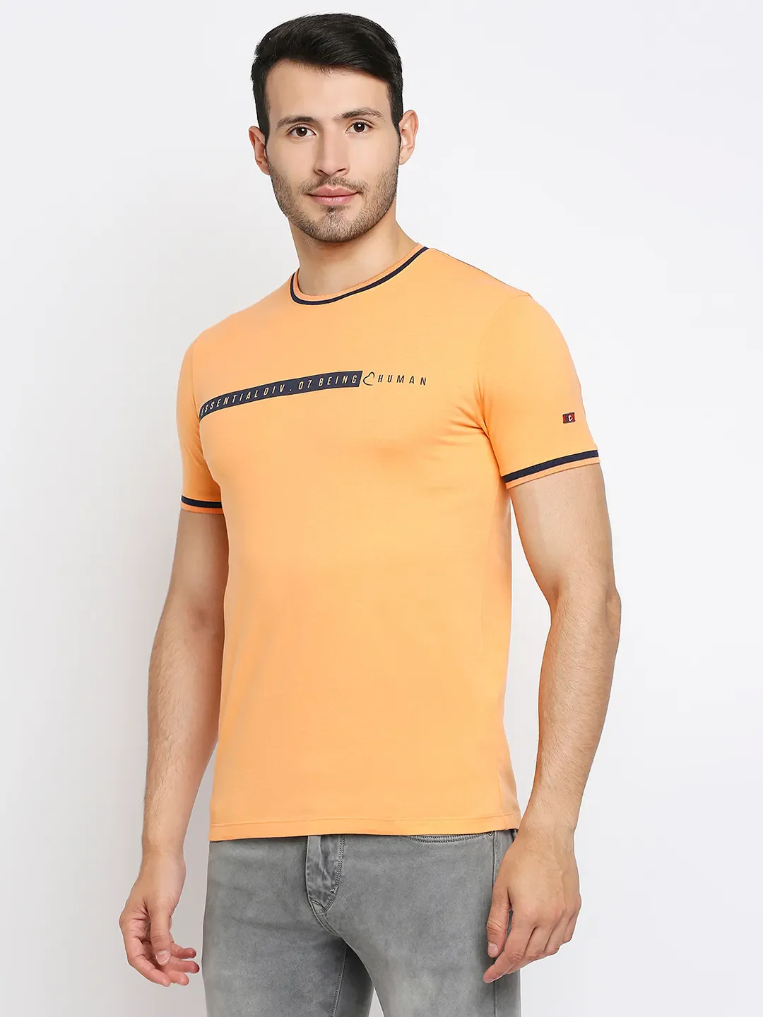Orange Regular Fit Men's Short Sleeves T-Shirt by Being Human Clothing - Image 2