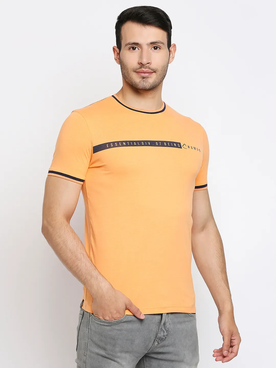 Orange Regular Fit Men's Short Sleeves T-Shirt by Being Human Clothing - Image 9