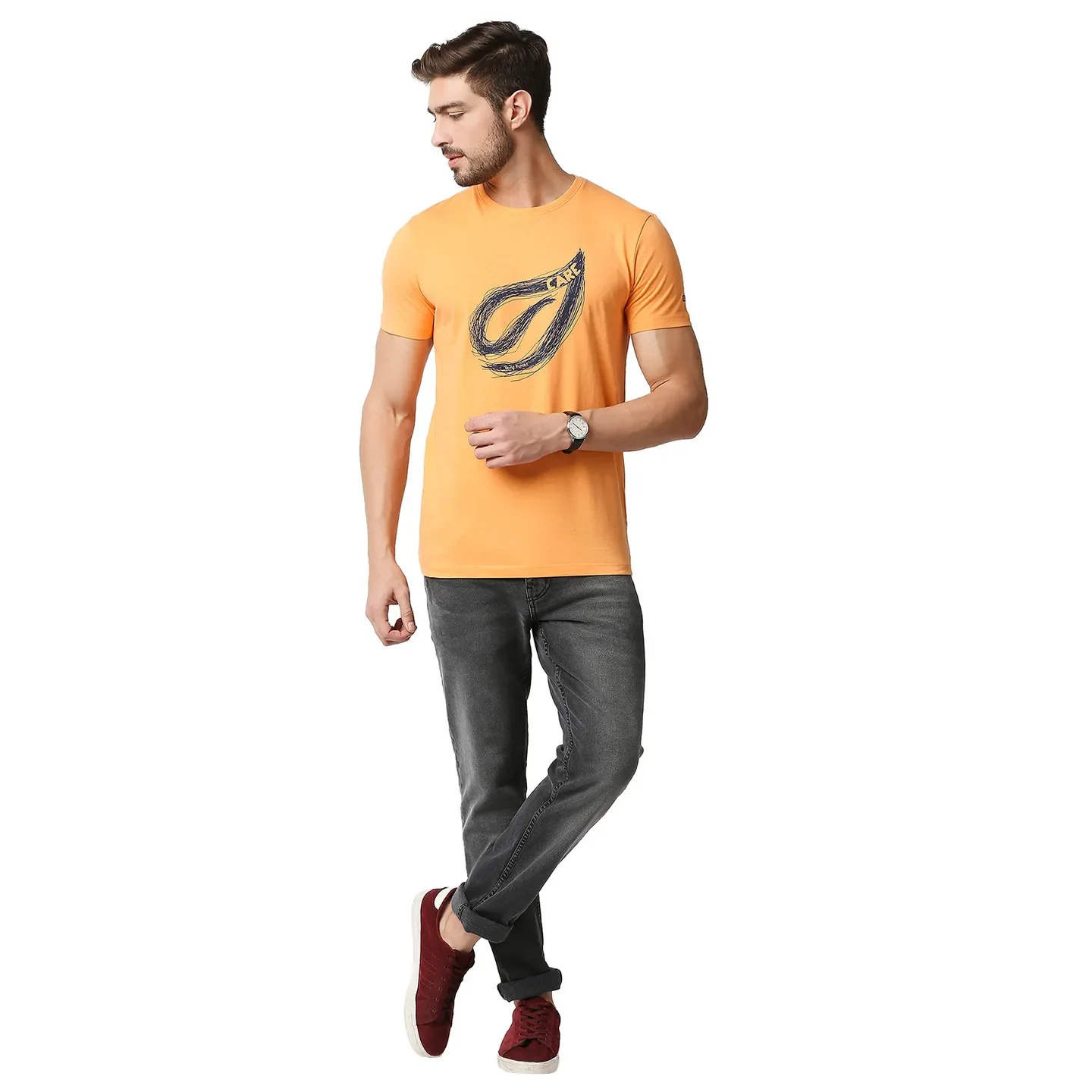 Orange Regular Fit Men's Short Sleeves T-Shirt by Being Human Clothing - Image 6