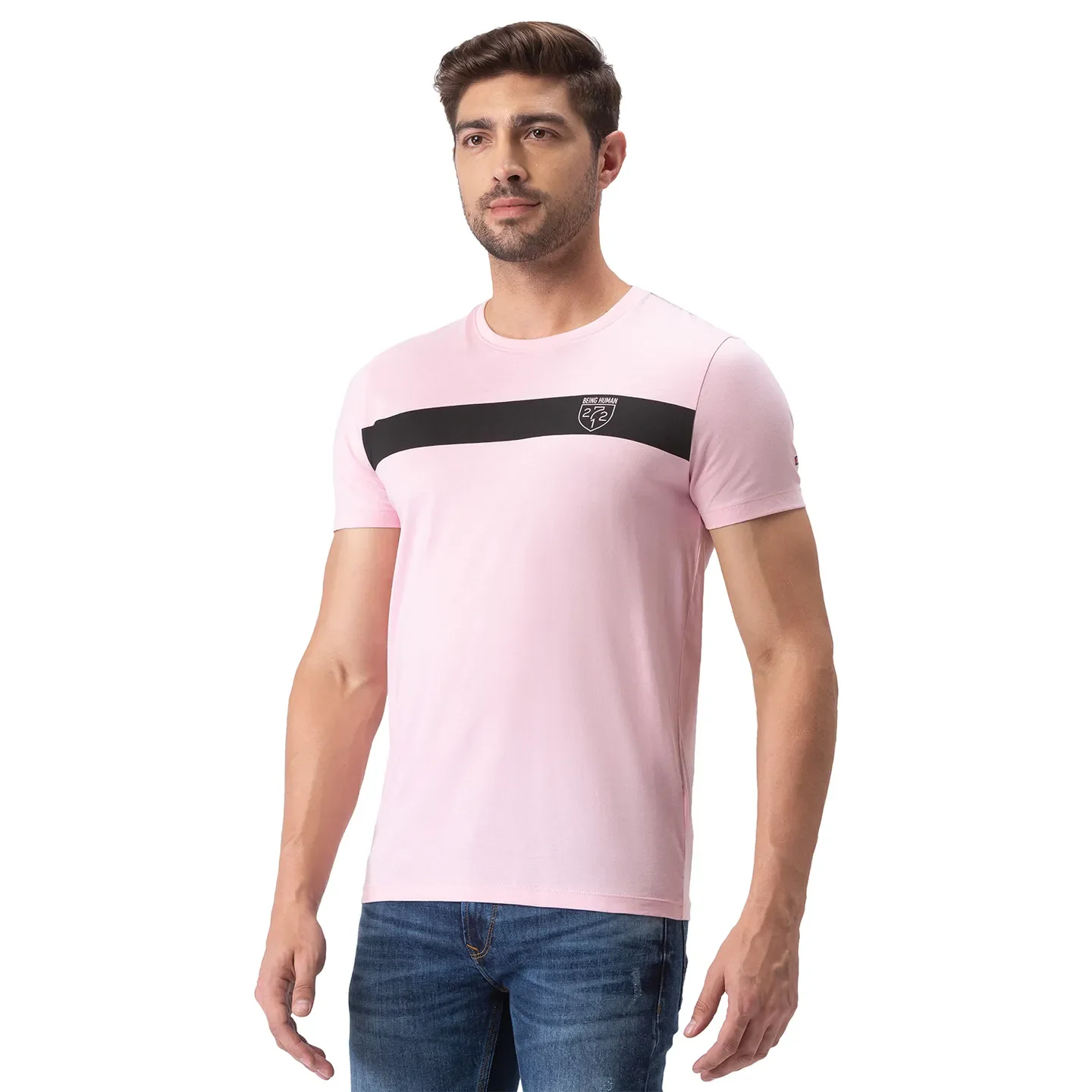 Pink Regular Fit Men's Short Sleeves T-Shirt by Being Human Clothing - Image 2