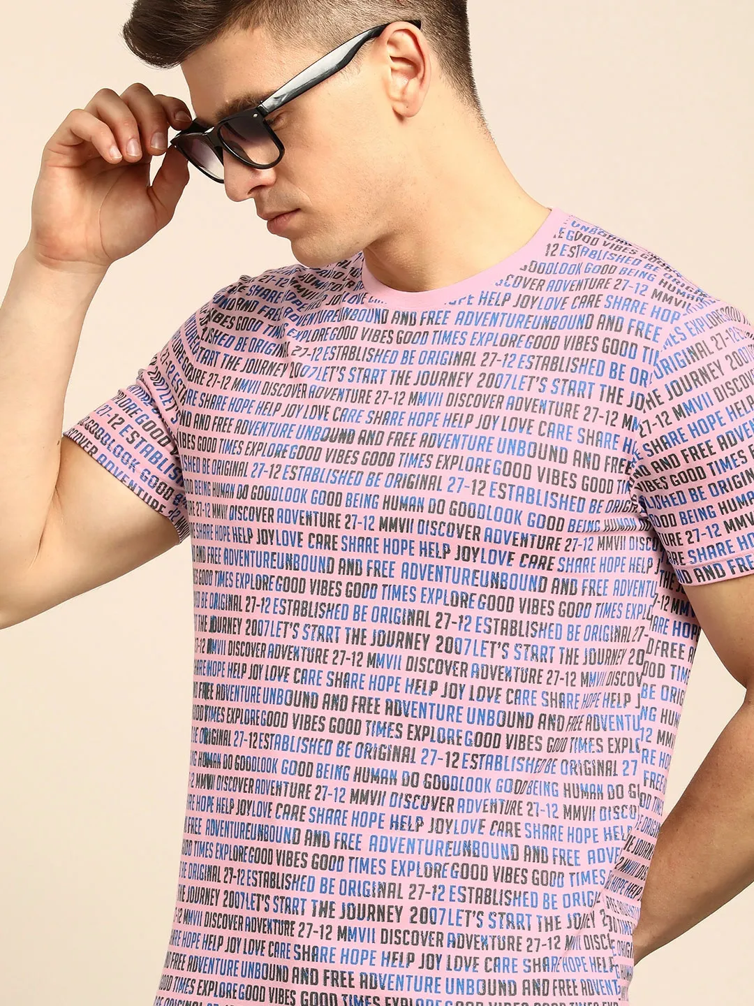 Pink Regular Fit Men's Short Sleeves T-Shirt by Being Human Clothing - Image 5