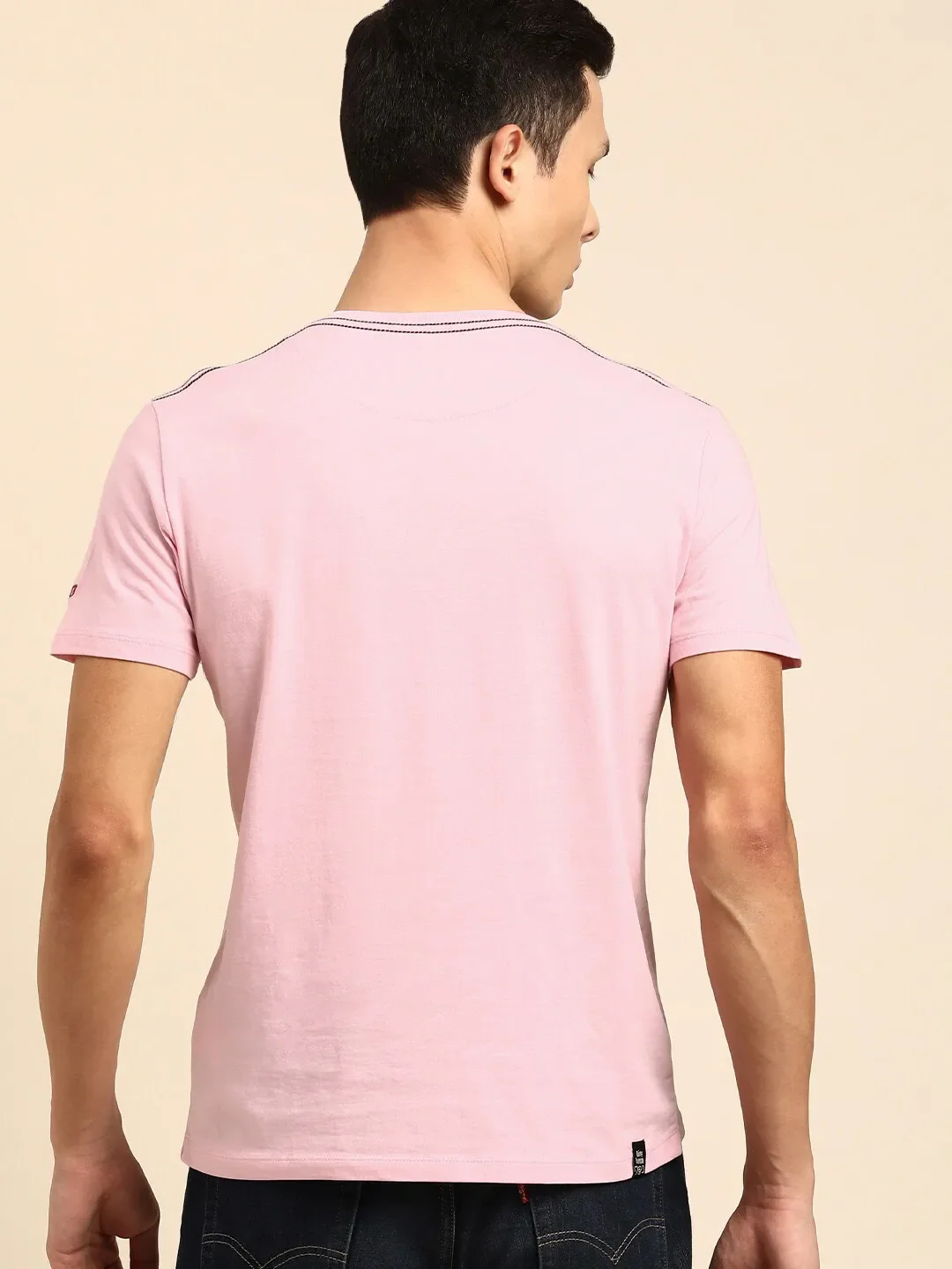 Pink Regular Fit Men's Short Sleeves T-Shirt by Being Human Clothing - Image 3