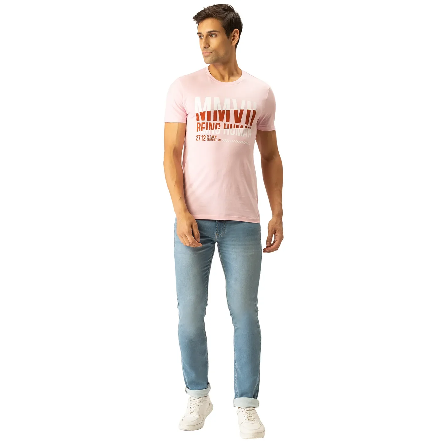 Pink Regular Fit Men's Short Sleeves T-Shirt by Being Human Clothing - Image 5