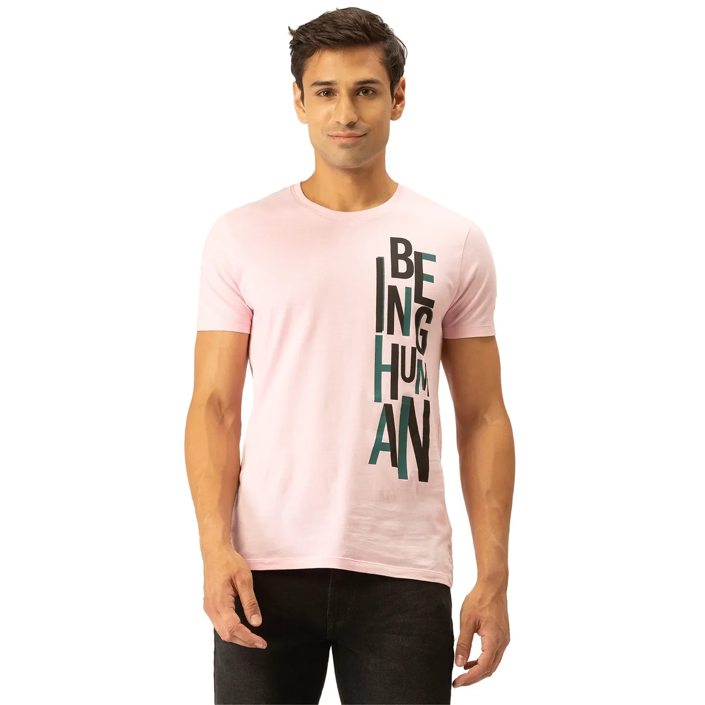 Pink Regular Fit Men's Short Sleeves T-Shirt by Being Human Clothing