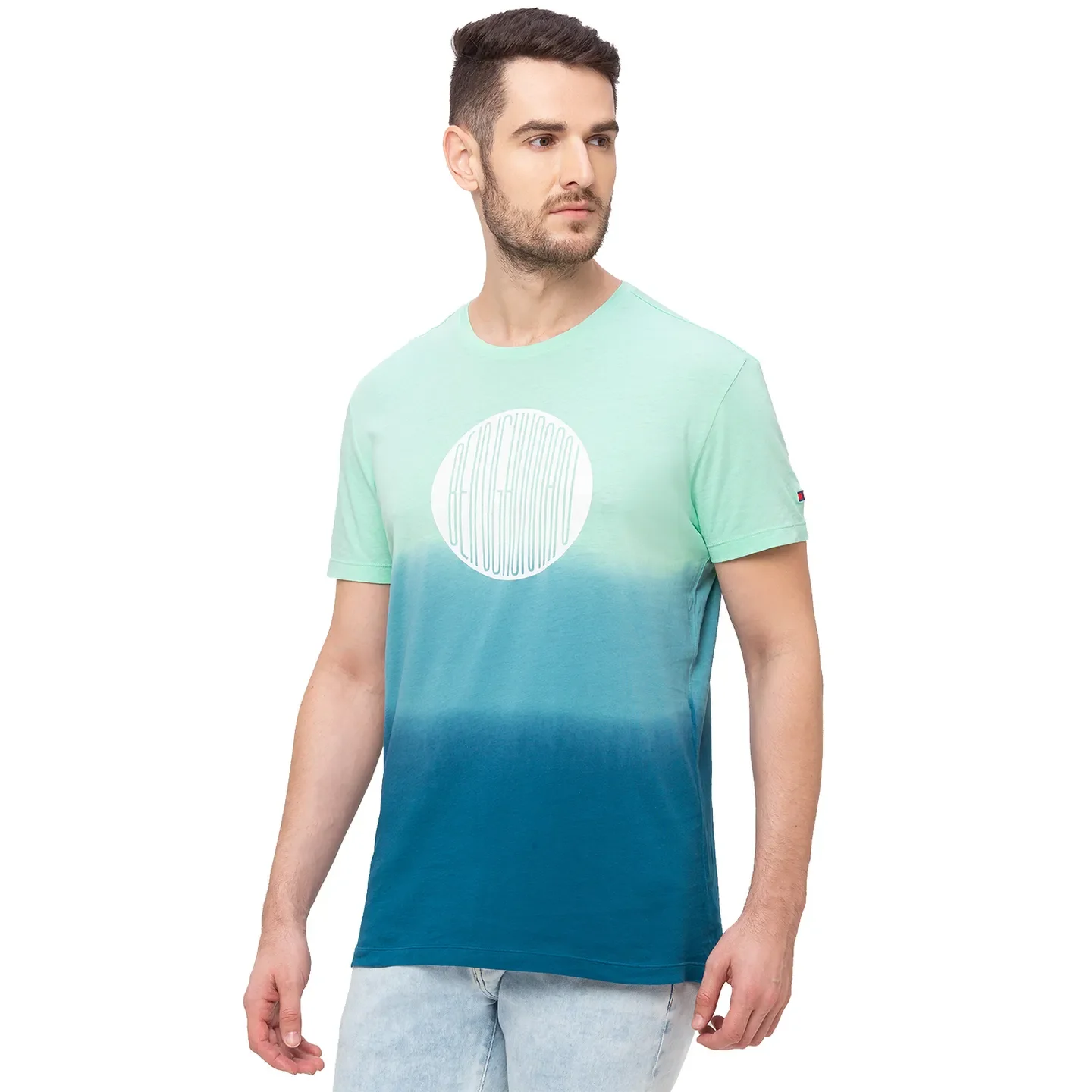 Blue Regular Fit Men's Short Sleeves T-Shirt by Being Human Clothing - Image 2