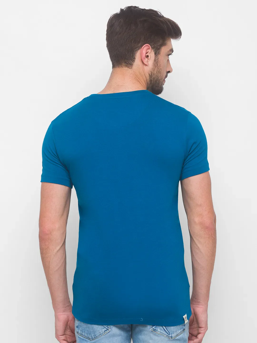 Blue Regular Fit Men's Short Sleeves T-Shirt by Being Human Clothing - Image 3