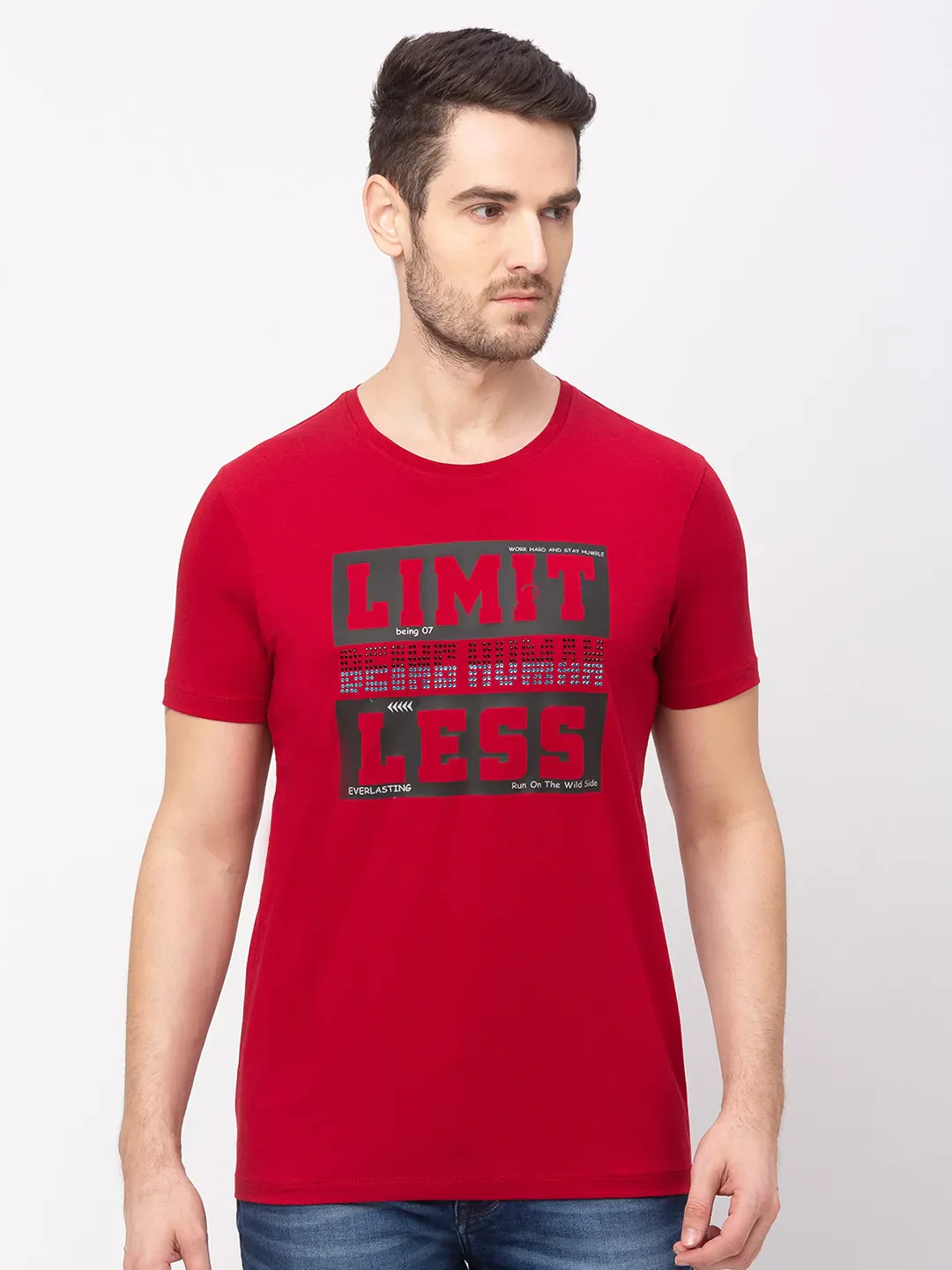 Red Regular Fit Men's Short Sleeves T-Shirt by Being Human Clothing