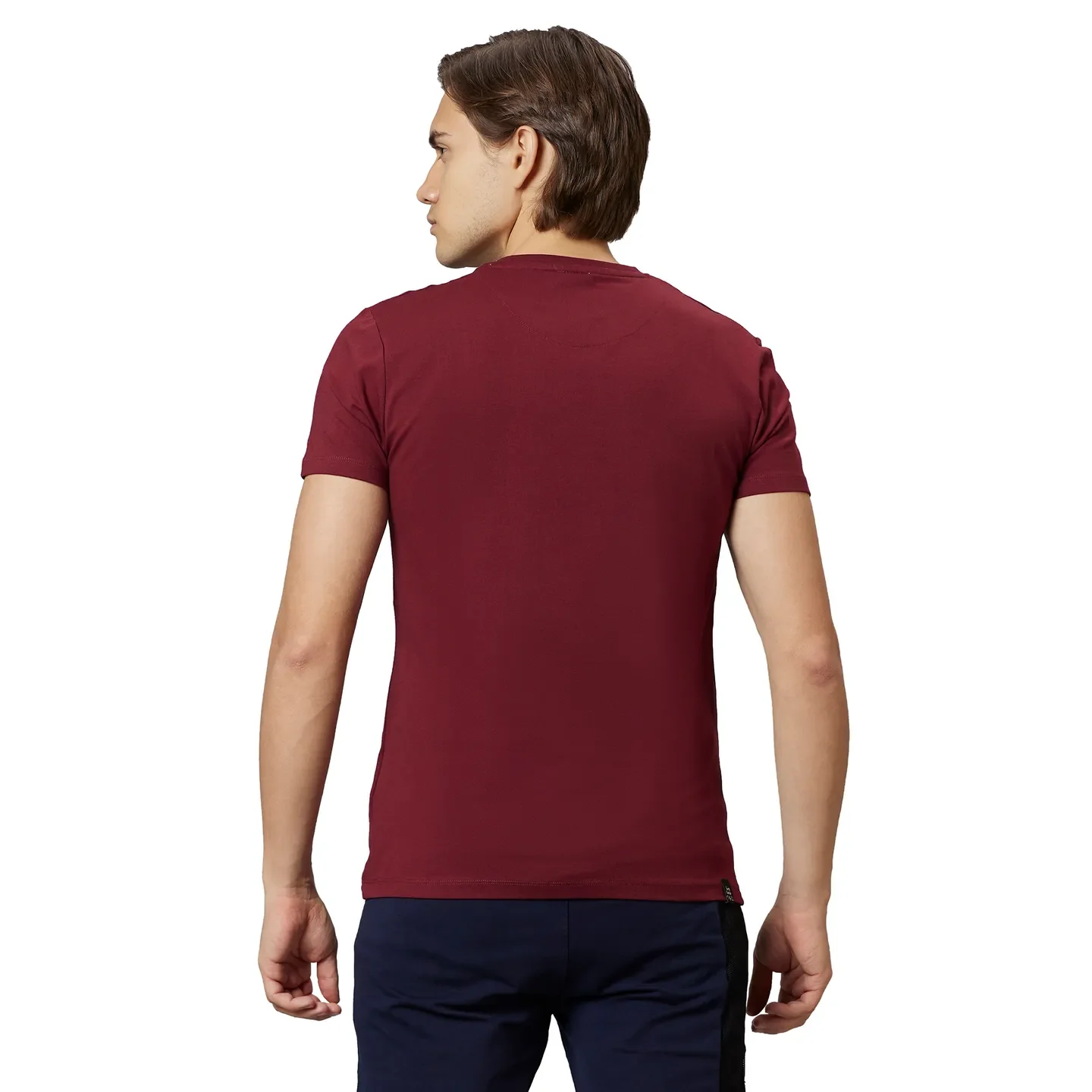Maroon Regular Fit Round Neck Men's T-Shirt by Being Human Clothing - Image 2
