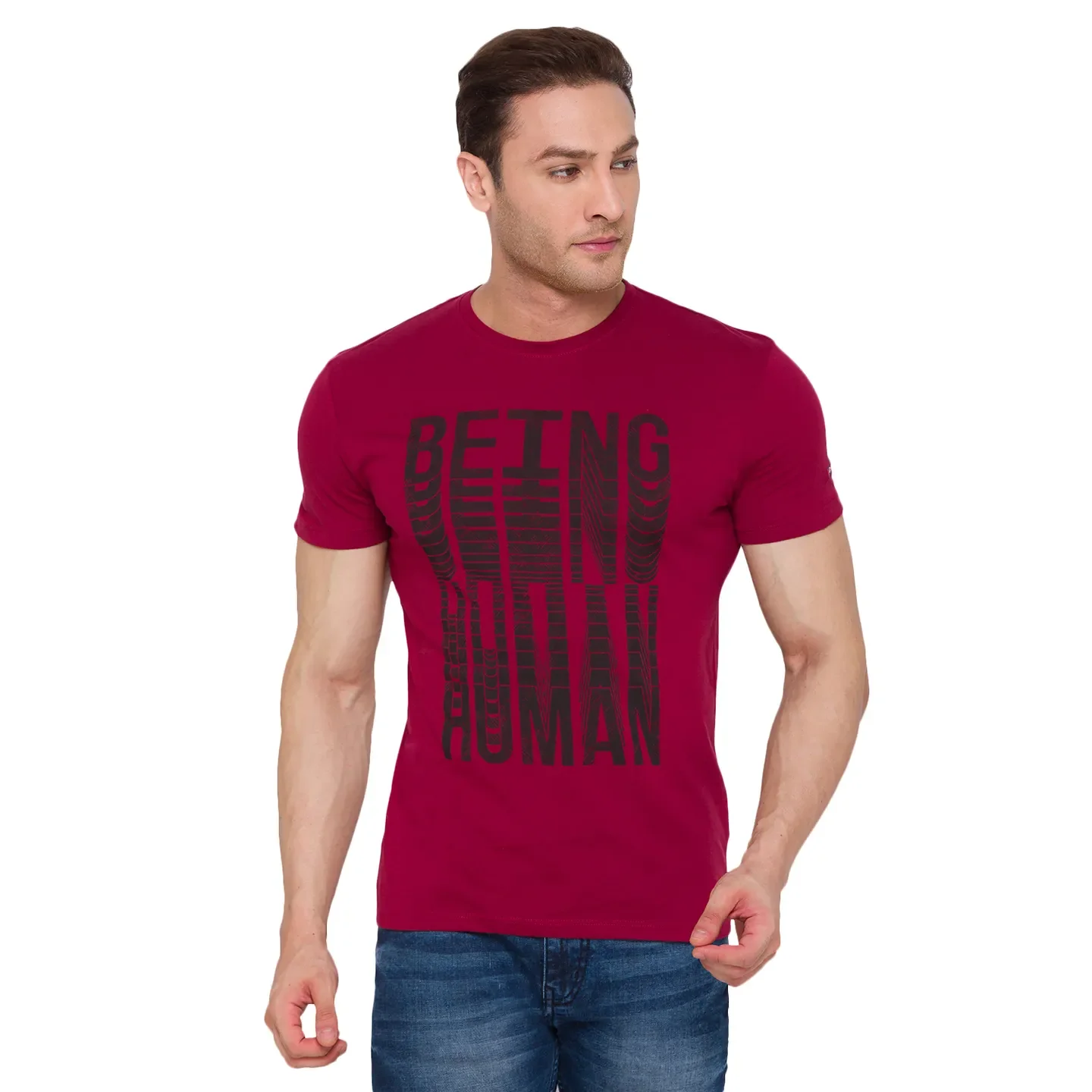 Red Regular Fit Men's Short Sleeves T-Shirt by Being Human Clothing