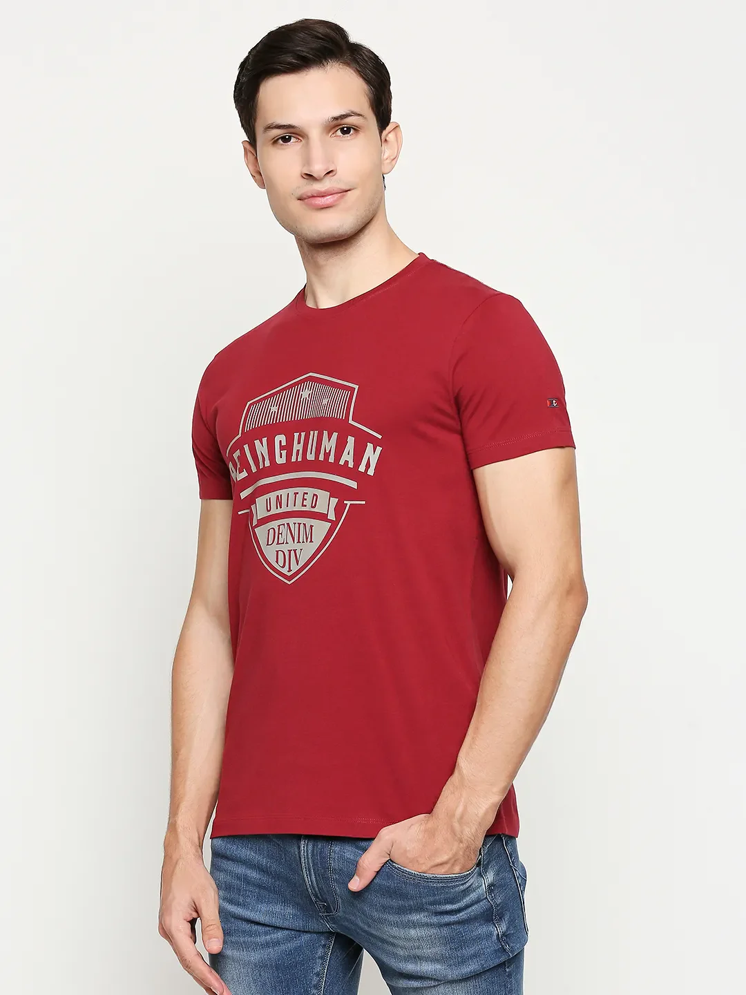 Red Regular Fit Men's Short Sleeves T-Shirt by Being Human Clothing - Image 2