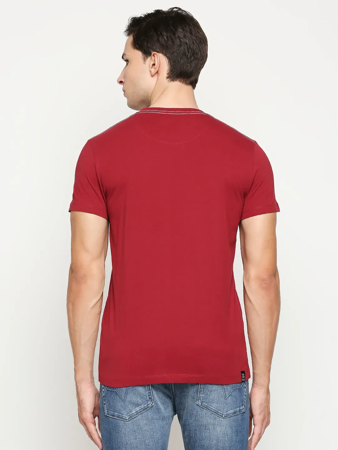 Red Regular Fit Men's Short Sleeves T-Shirt by Being Human Clothing - Image 3