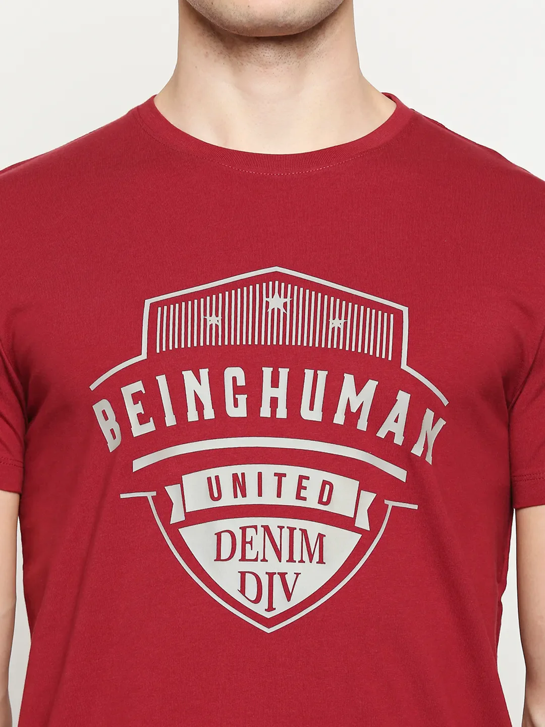Red Regular Fit Men's Short Sleeves T-Shirt by Being Human Clothing - Image 4