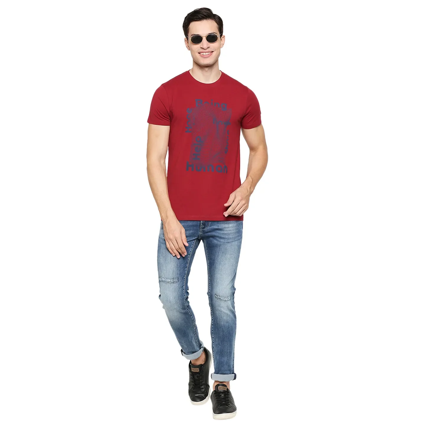 Red Regular Fit Men's Short Sleeves T-Shirt by Being Human Clothing - Image 6