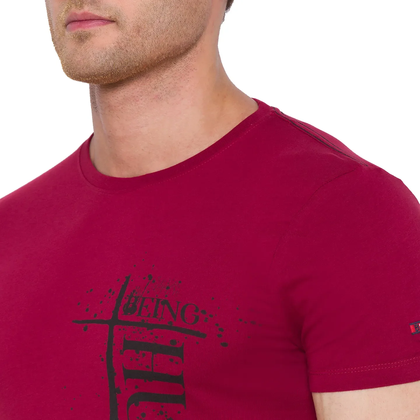 Red Regular Fit Men's Short Sleeves T-Shirt by Being Human Clothing - Image 4