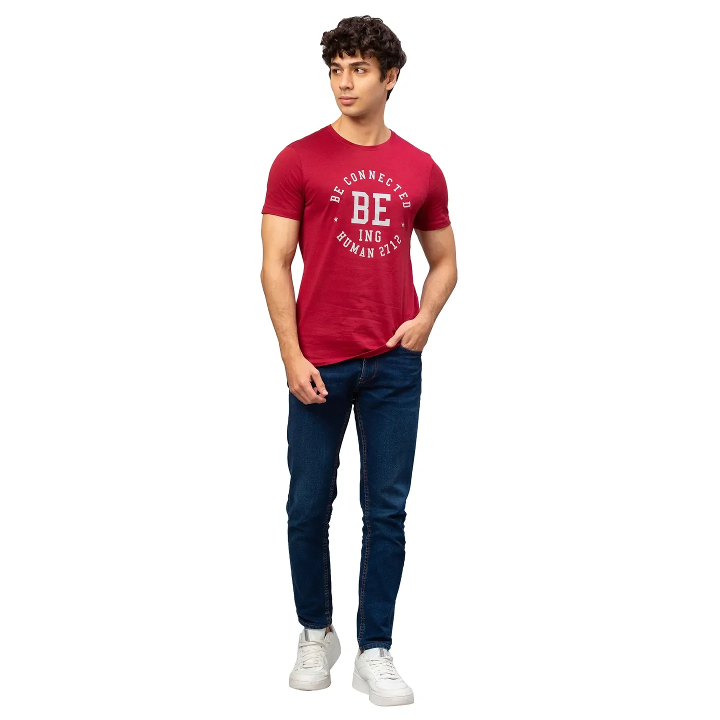 Red Regular Fit Men's Short Sleeves T-Shirt by Being Human Clothing - Image 2
