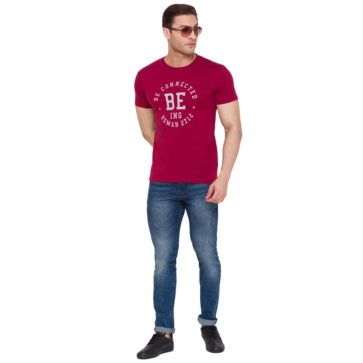 Red Regular Fit Men's Short Sleeves T-Shirt by Being Human Clothing - Image 6