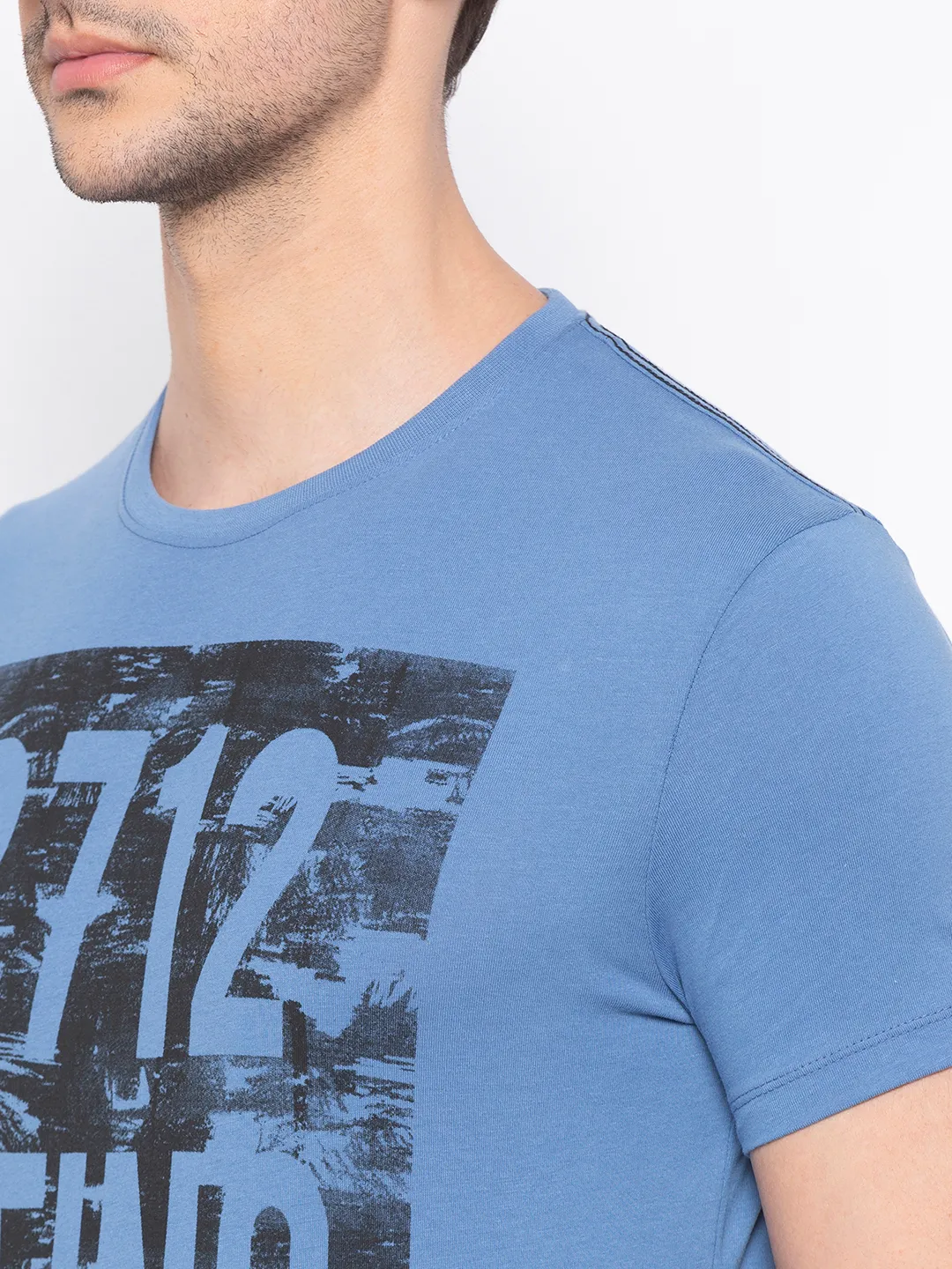 Blue Regular Fit Men's Short Sleeves T-Shirt by Being Human Clothing - Image 4