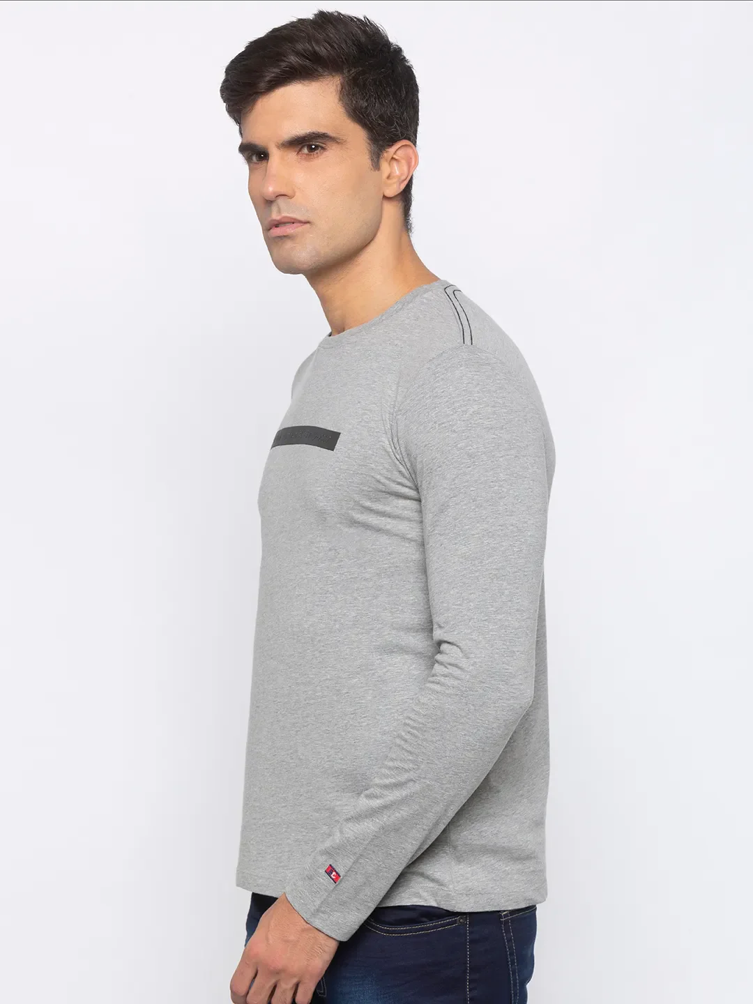 Grey Regular Fit Men's Long Sleeves T-Shirt by Being Human Clothing - Image 2