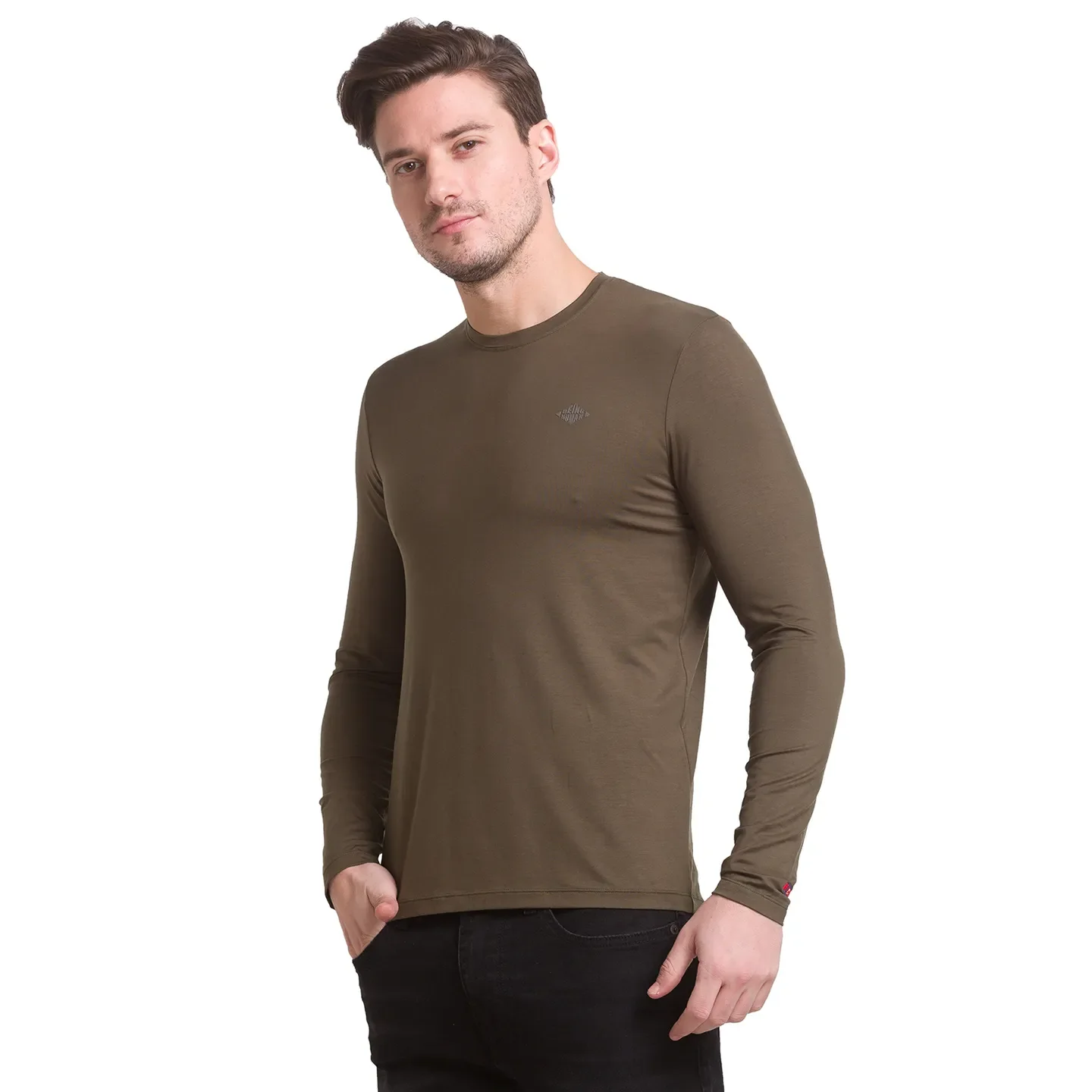 Military Green Regular Fit Round Neck Men's T-Shirt by Being Human Clothing - Image 5