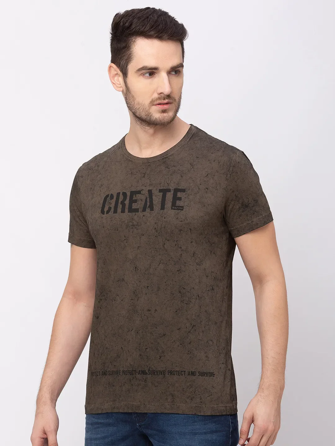 Green Regular Fit Men's Short Sleeves T-Shirt by Being Human Clothing - Image 2