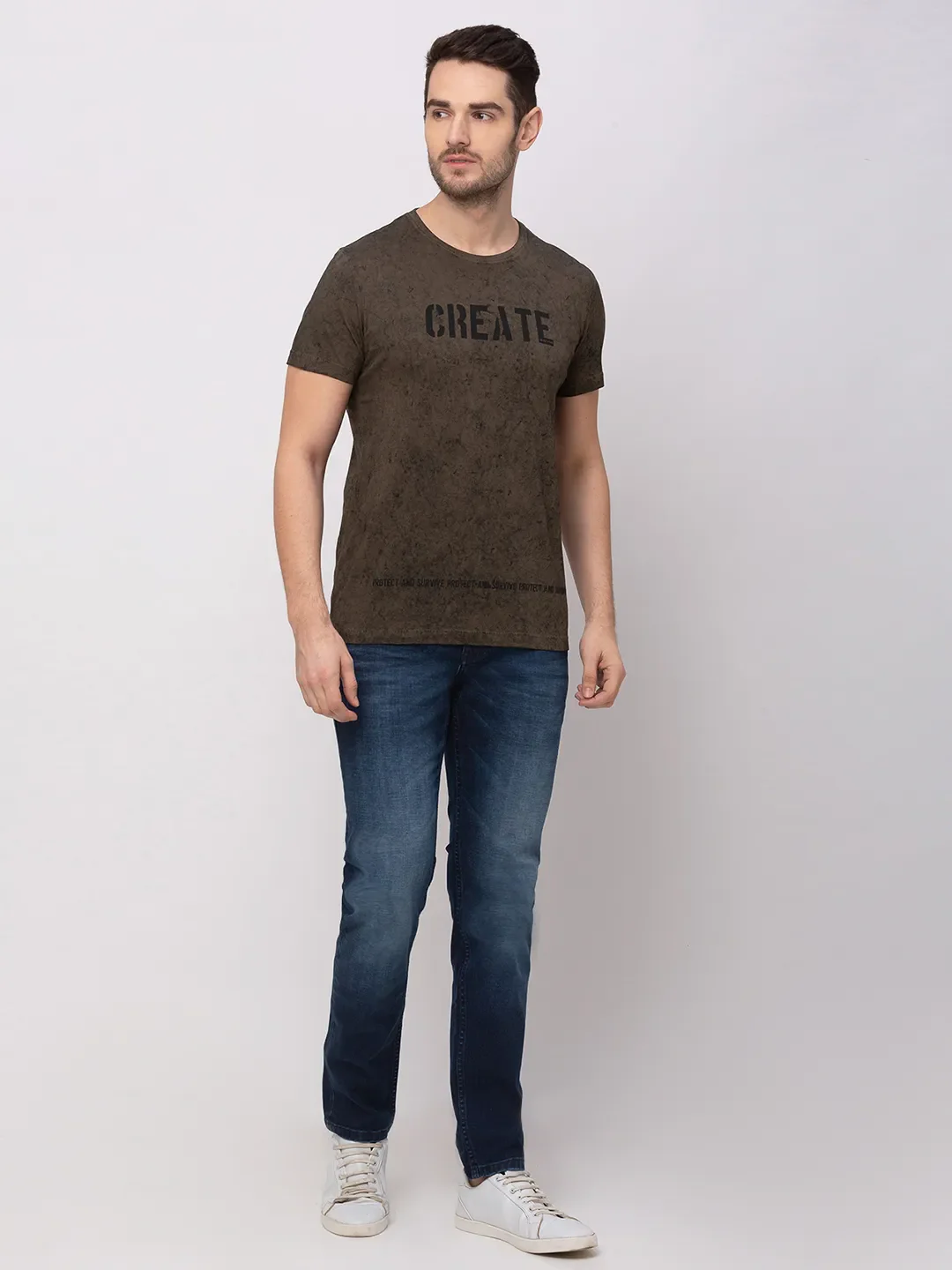Green Regular Fit Men's Short Sleeves T-Shirt by Being Human Clothing - Image 5
