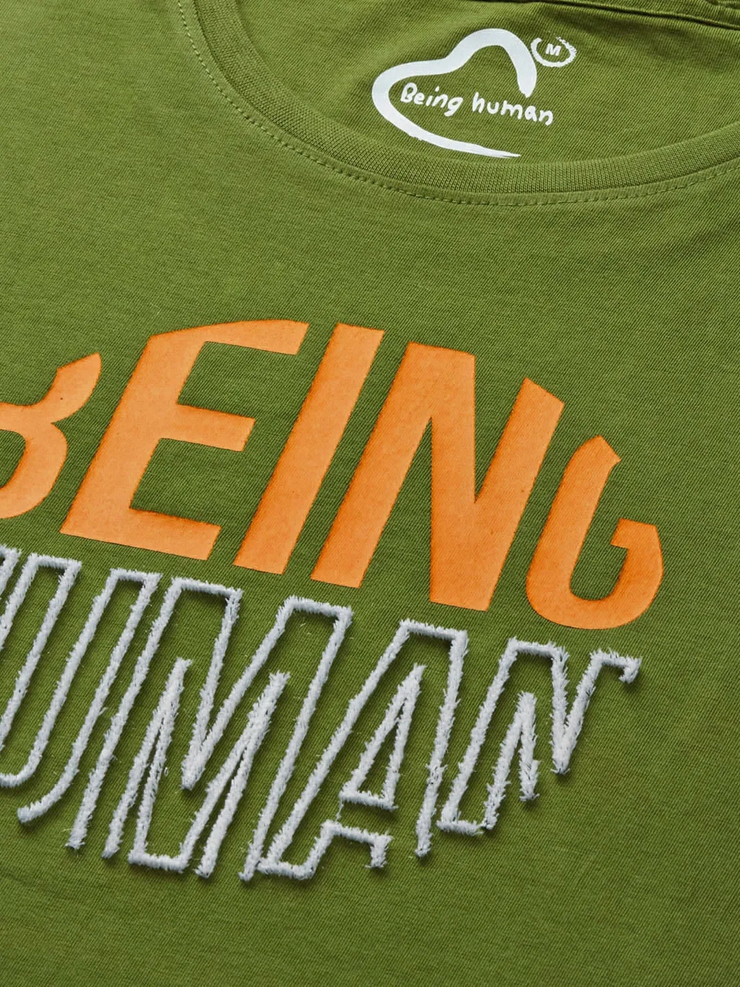 Green Regular Fit Men's Short Sleeves T-Shirt by Being Human Clothing - Image 2