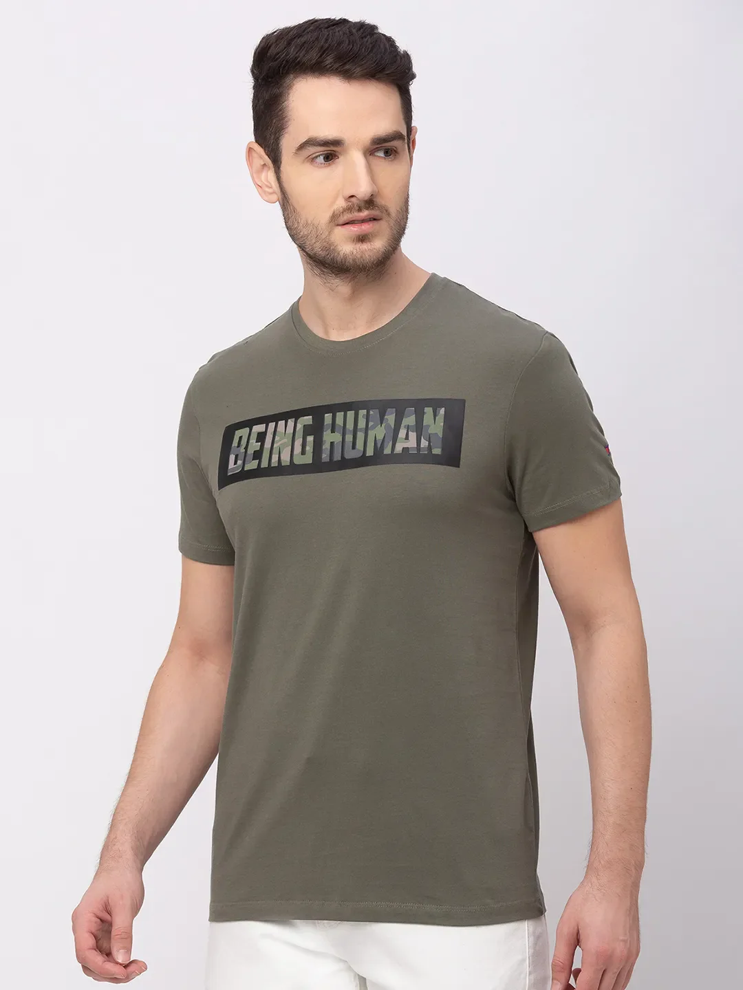 Green Regular Fit Men's Short Sleeves T-Shirt by Being Human Clothing - Image 2