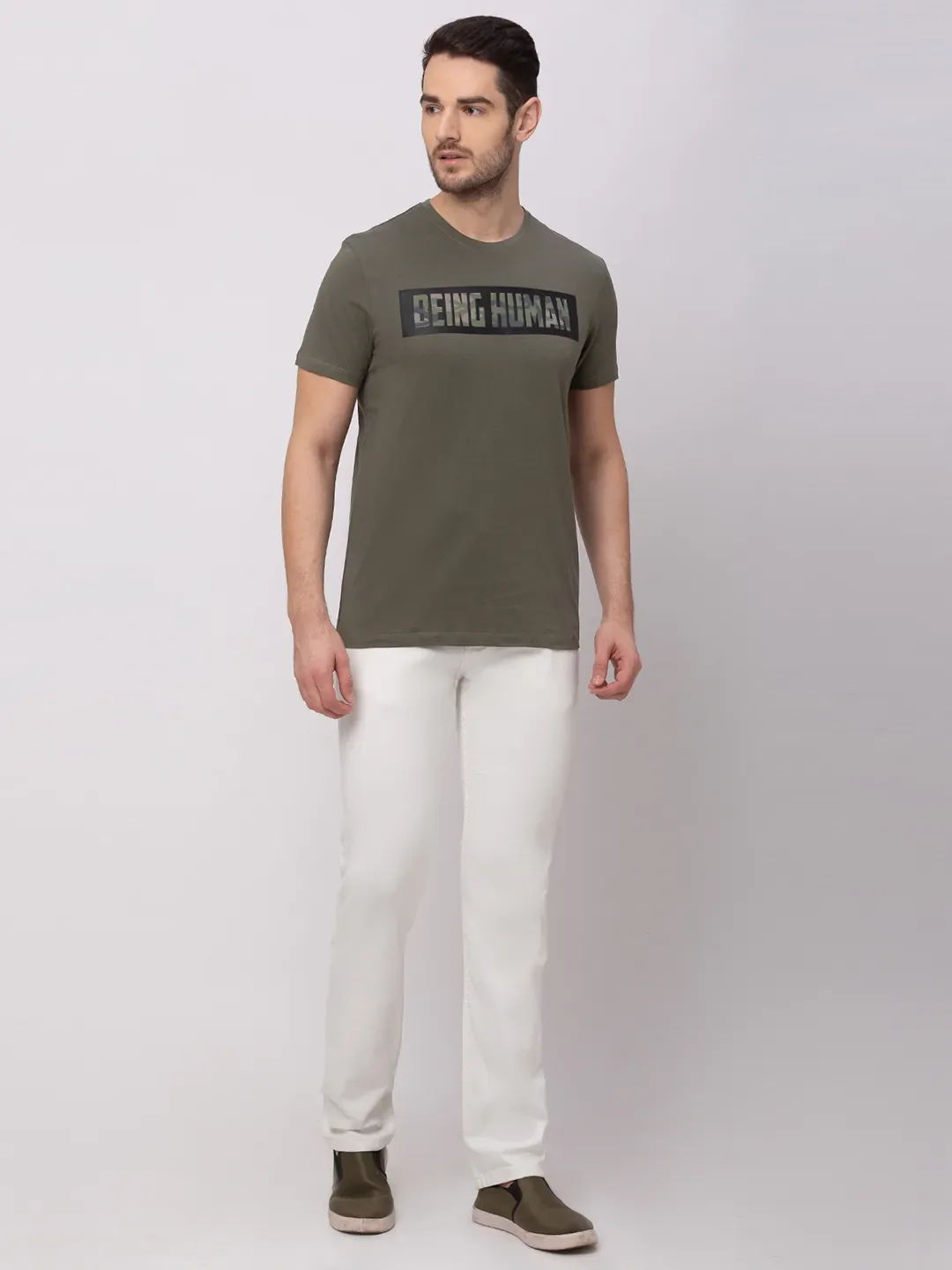 Green Regular Fit Men's Short Sleeves T-Shirt by Being Human Clothing - Image 4