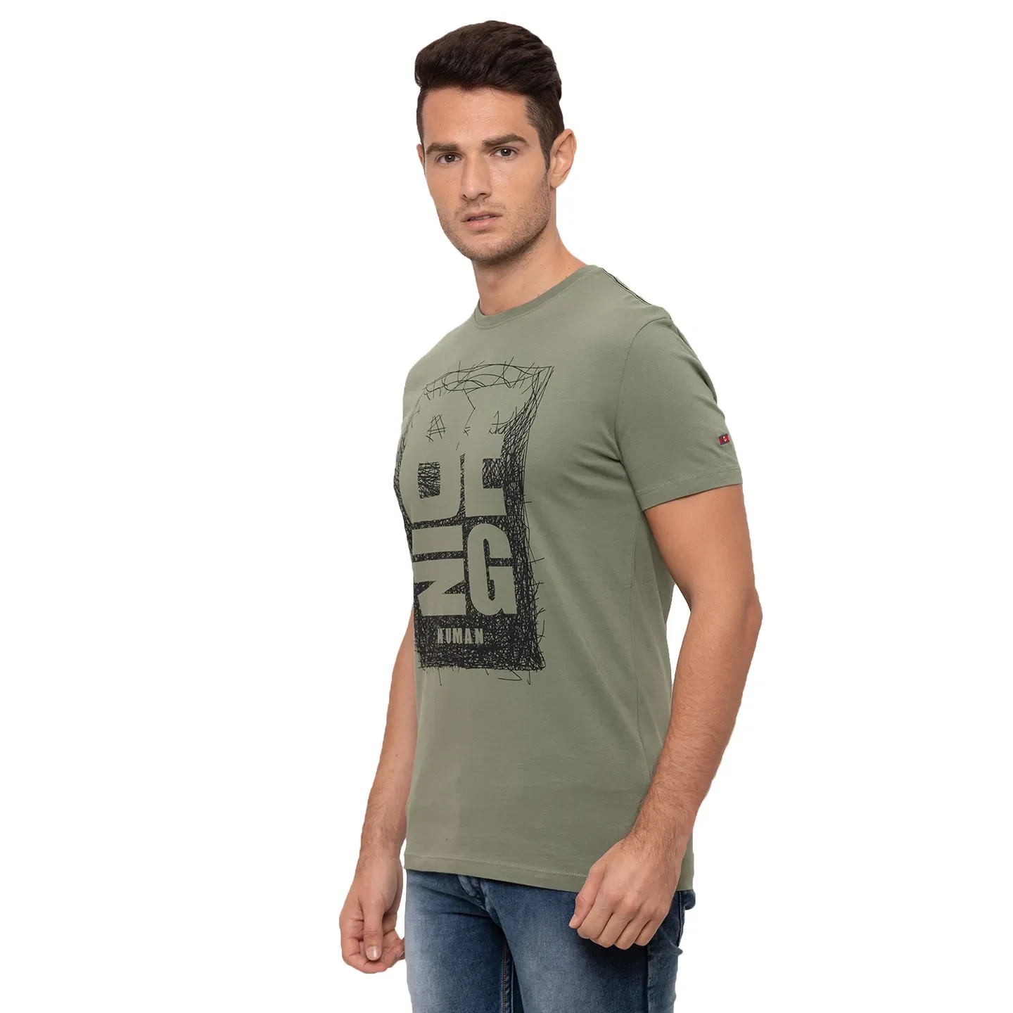 Green Regular Fit Men's T-Shirt by Being Human Clothing - Image 4