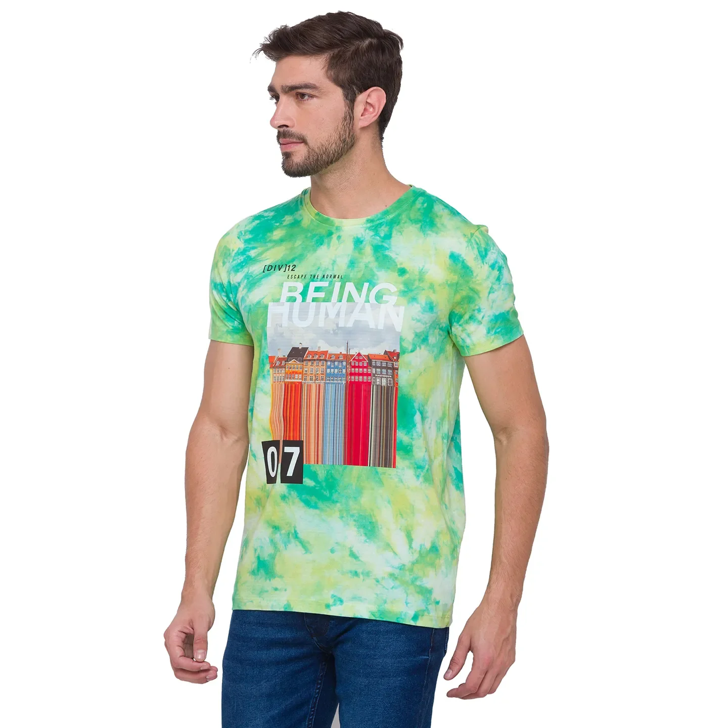 Green Regular Fit Men's Short Sleeves T-Shirt by Being Human Clothing - Image 2