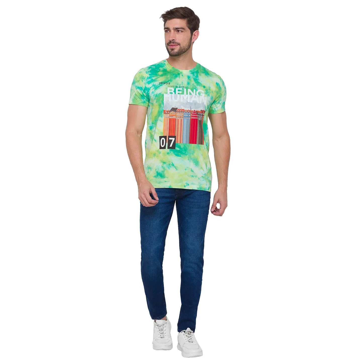 Green Regular Fit Men's Short Sleeves T-Shirt by Being Human Clothing - Image 5