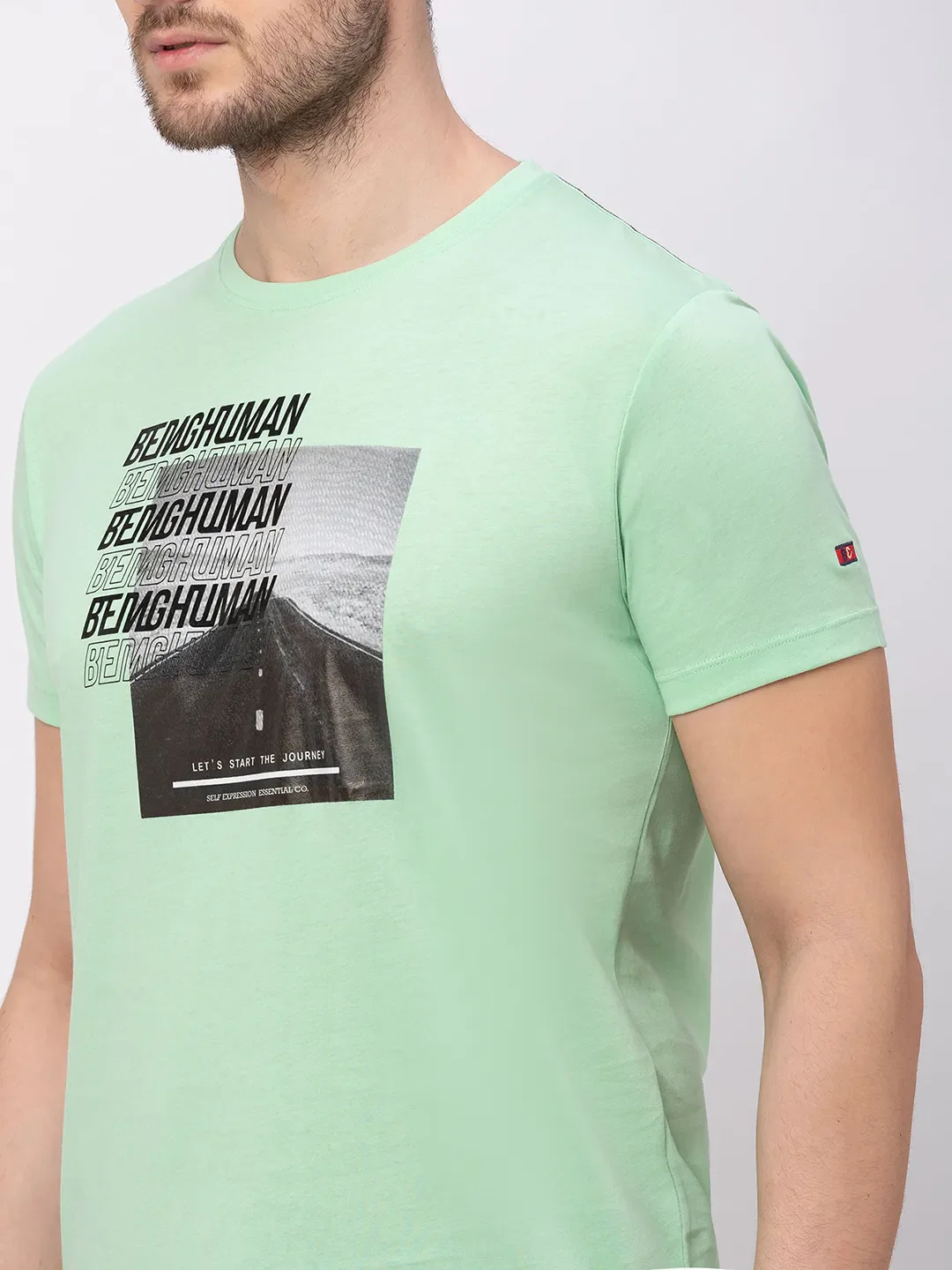 Green Regular Fit Men's Short Sleeves T-Shirt by Being Human Clothing - Image 4