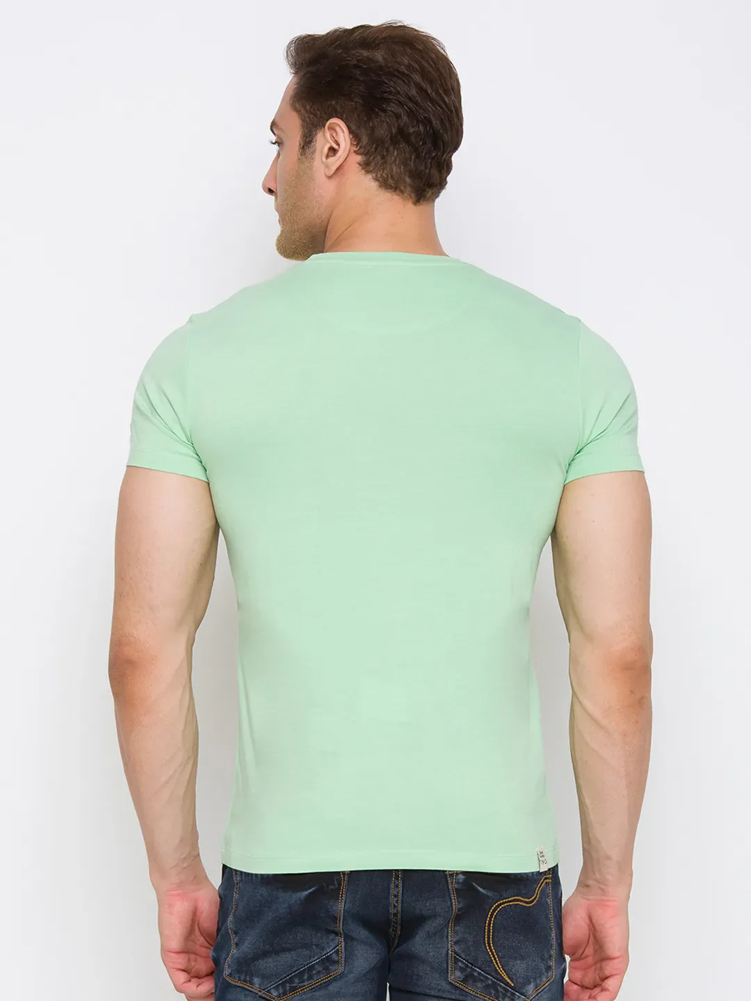 Mint Green Regular Fit Round Neck Men's T-Shirt by Being Human Clothing - Image 3