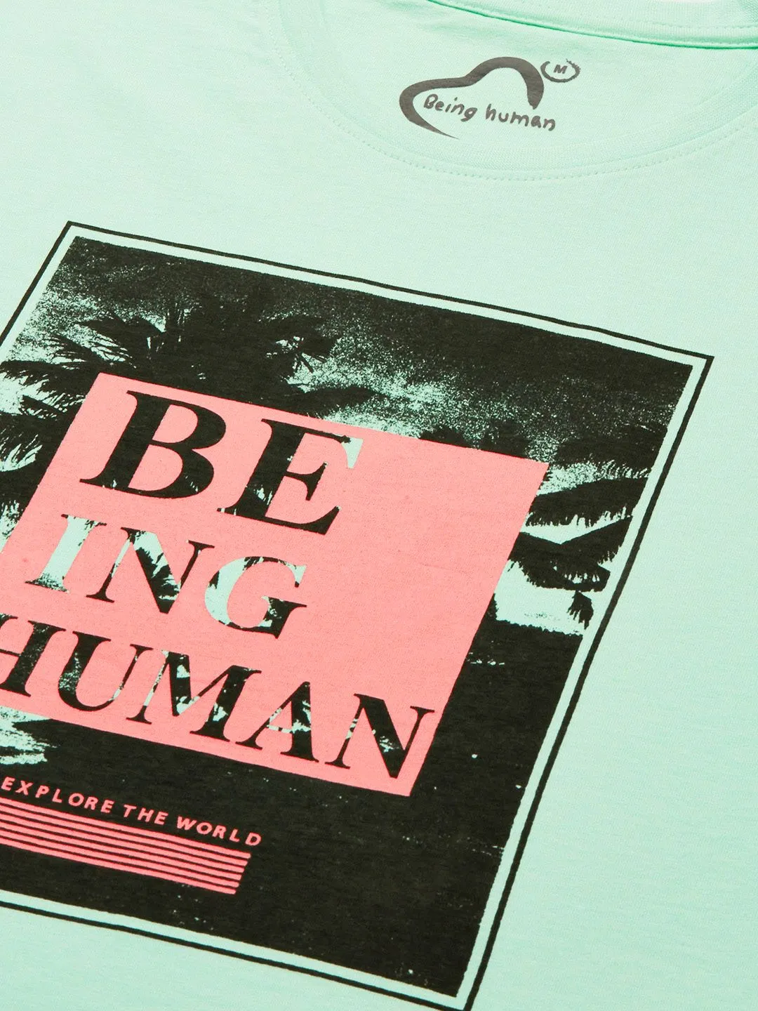 Green Regular Fit Men's Short Sleeves T-Shirt by Being Human Clothing - Image 2