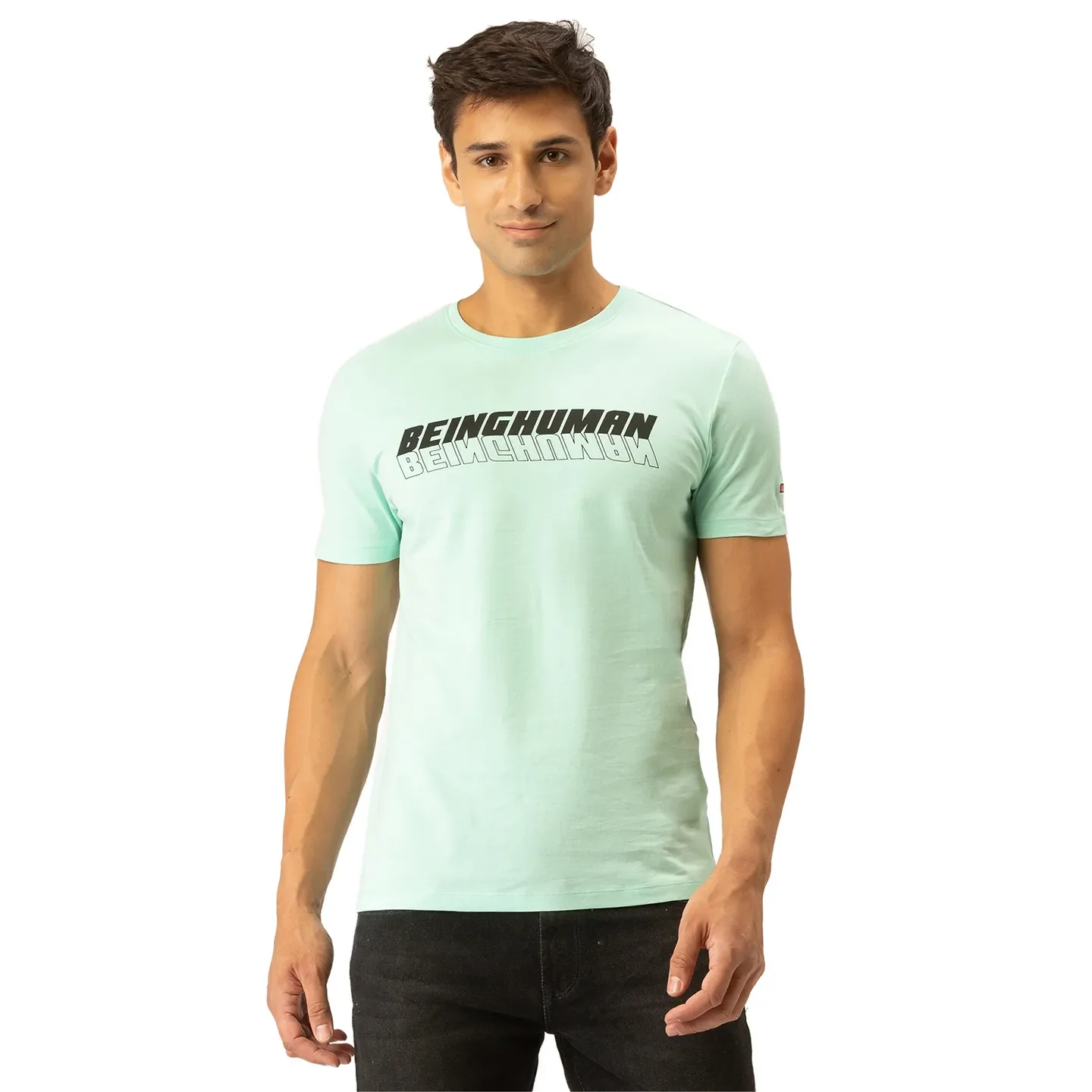 Green Regular Fit Men's Short Sleeves T-Shirt by Being Human Clothing
