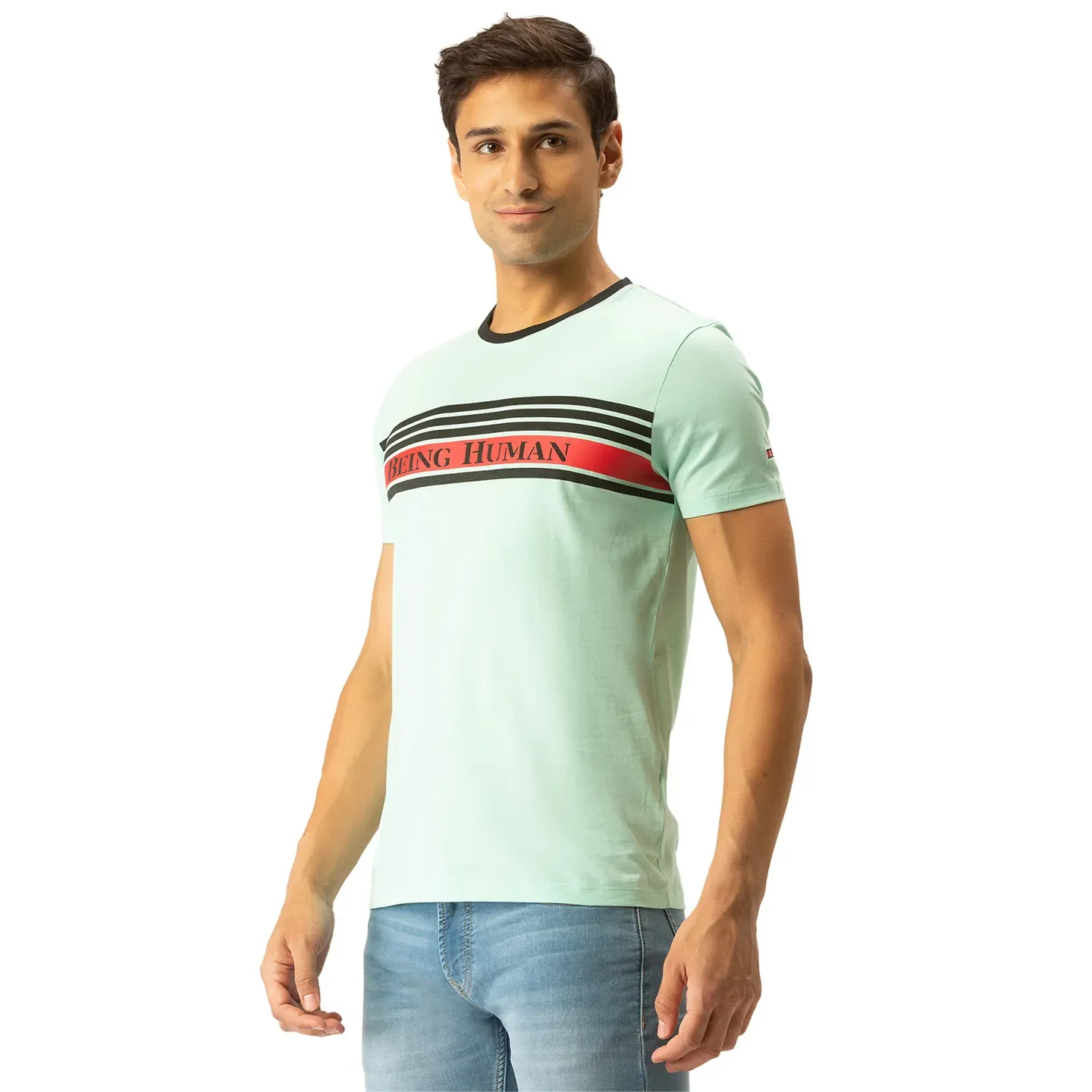 Green Regular Fit Men's Short Sleeves T-Shirt by Being Human Clothing - Image 2